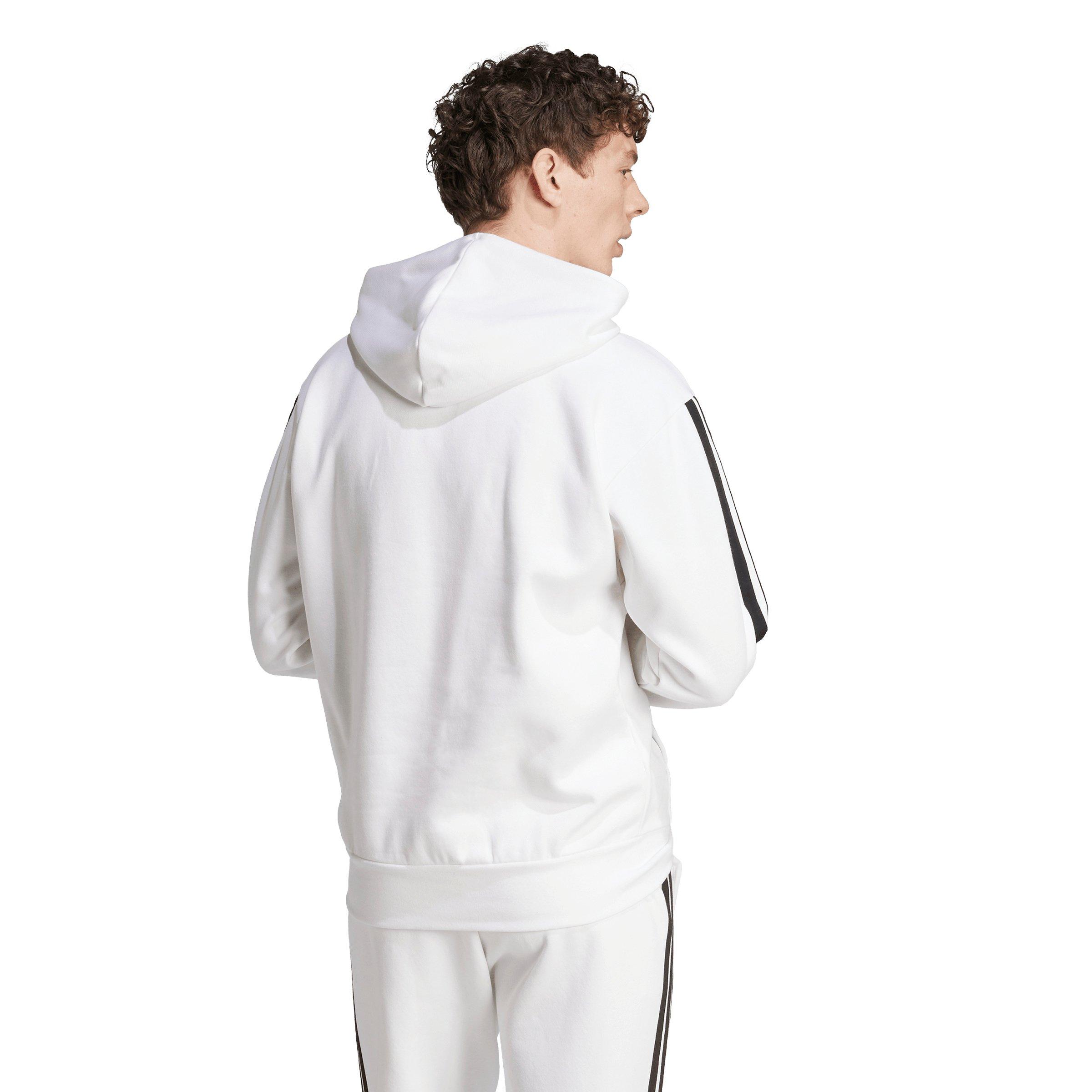 adidas Men's Essentials 3-Stripes Fleece Hoodie - White/Black - WHITE/BLACK Thumbnail View 2