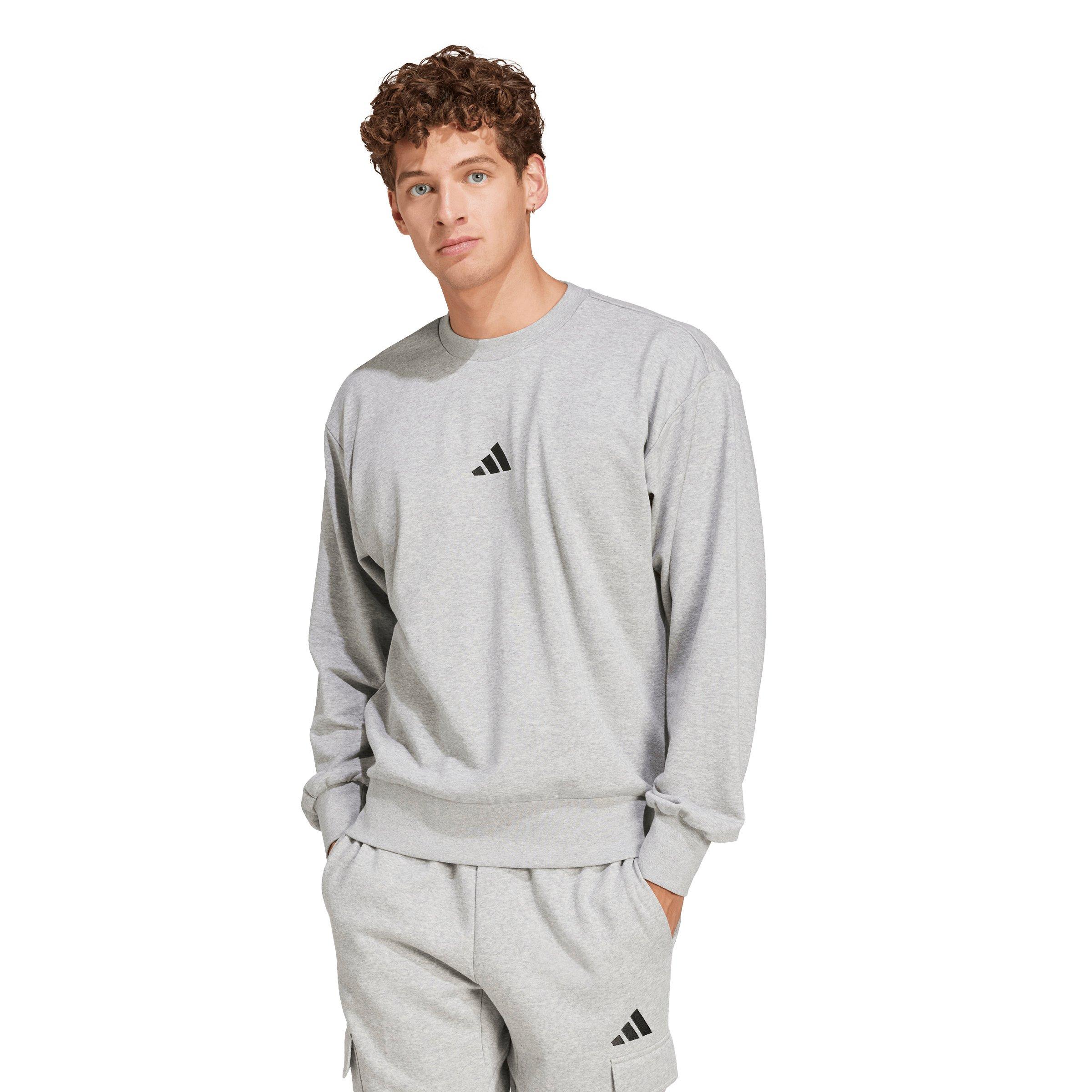 adidas Men's Essentials Feelcozy French Terry Sweatshirt - Grey/Black - GREY/BLACK Thumbnail View 1