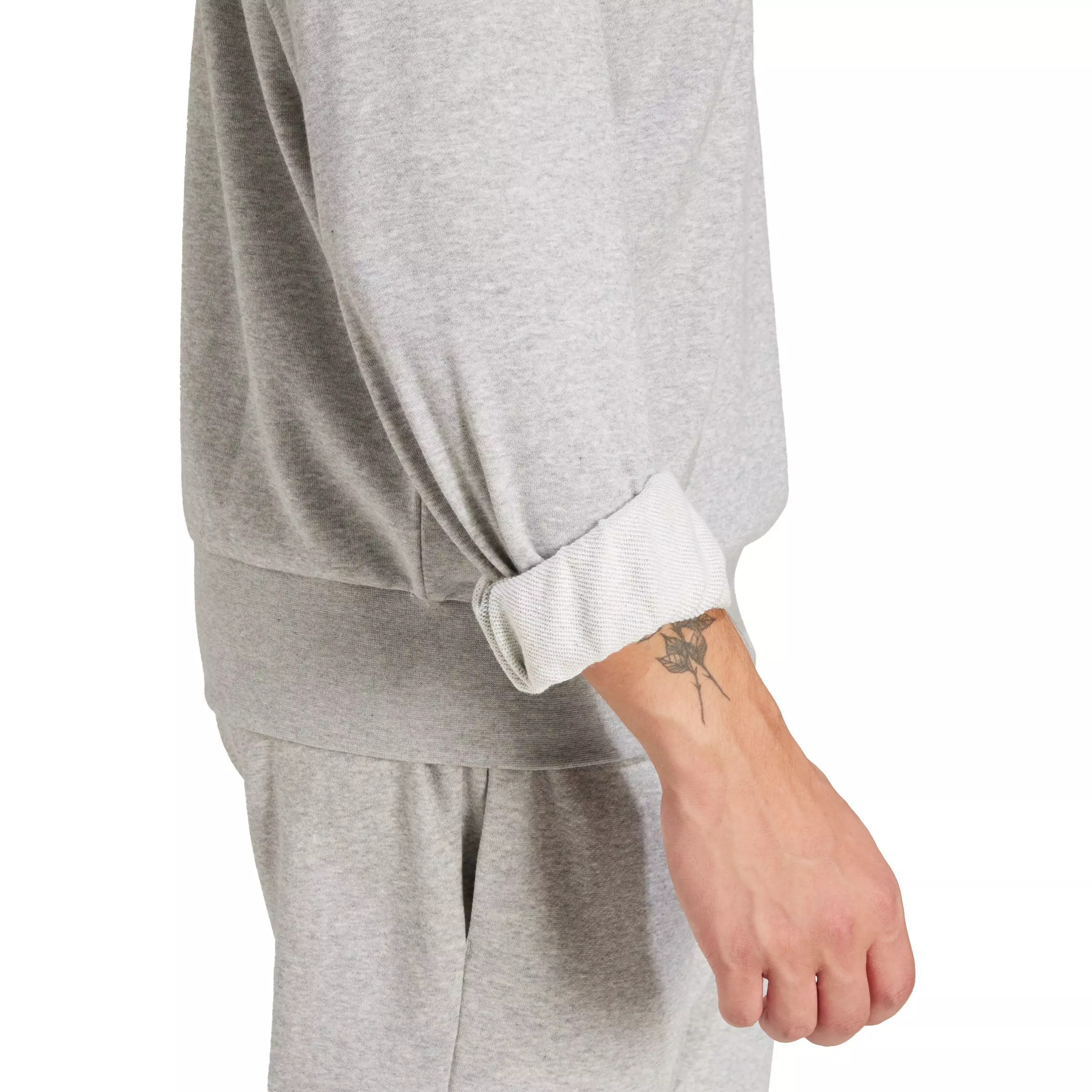 adidas Men's Essentials Feelcozy French Terry Sweatshirt - Grey/Black - GREY/BLACK