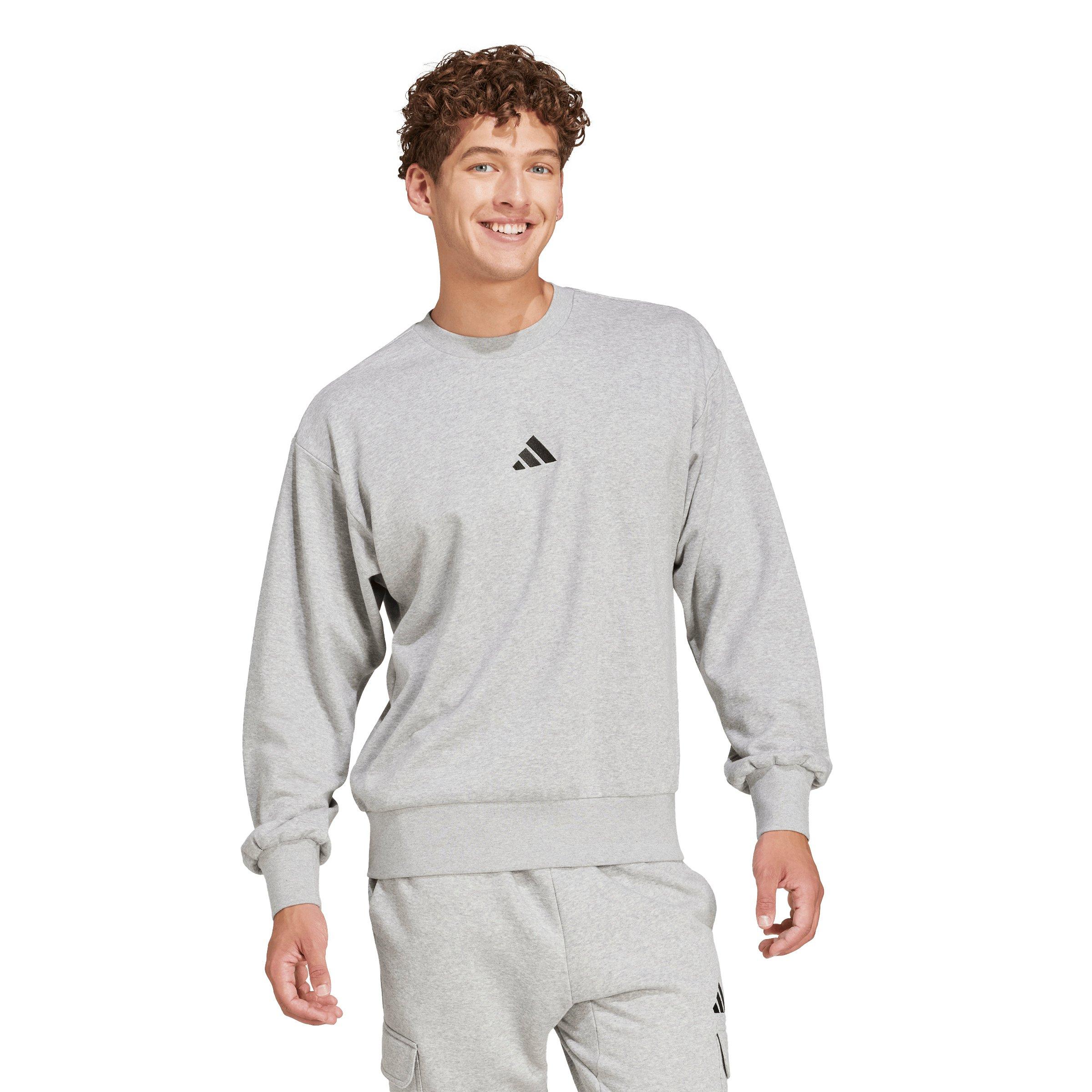 adidas Men's Essentials Feelcozy French Terry Sweatshirt - Grey/Black - GREY/BLACK Thumbnail View 5