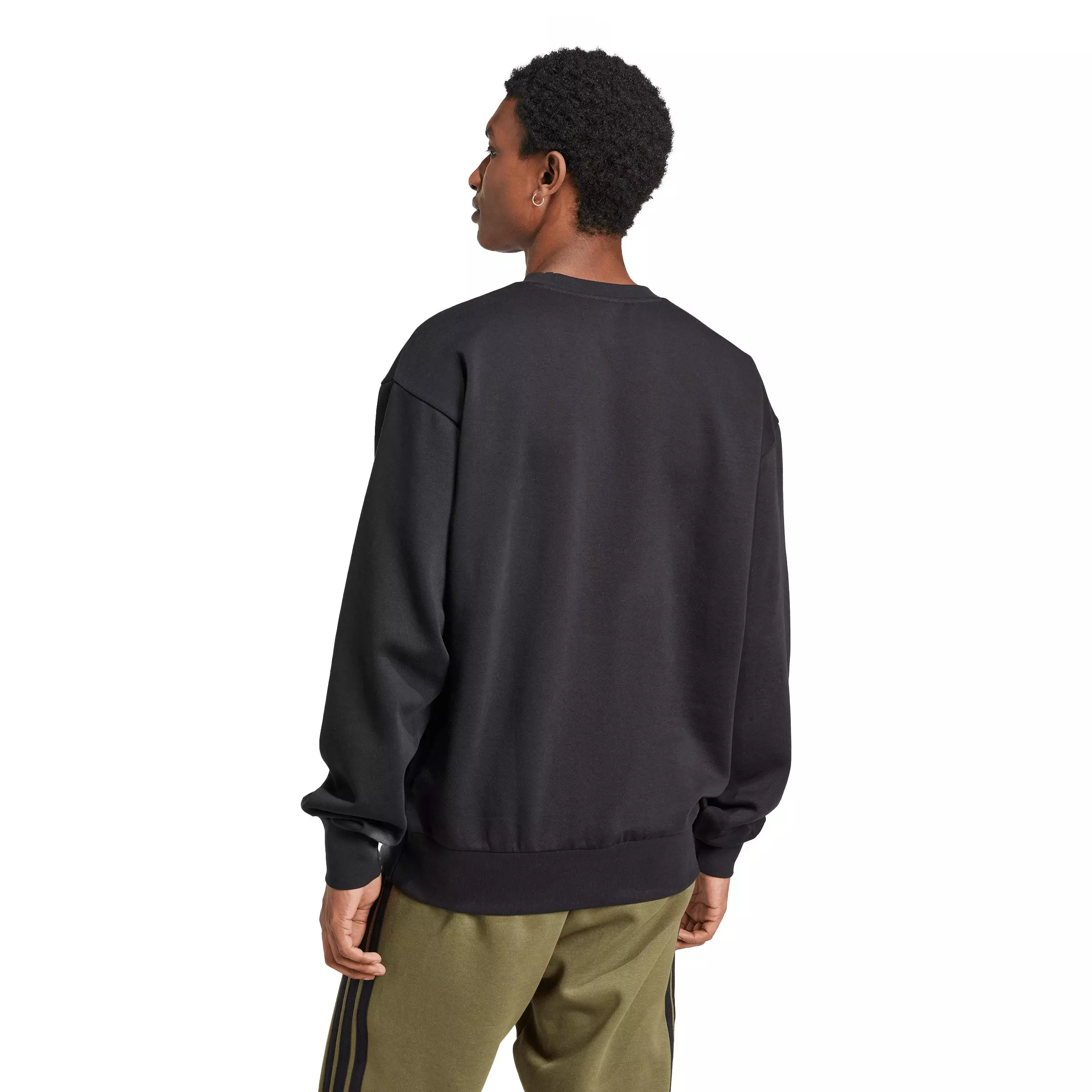 adidas Men's Essentials Feelcozy Fleece Sweatshirt - Black/White - BLACK/WHITE
