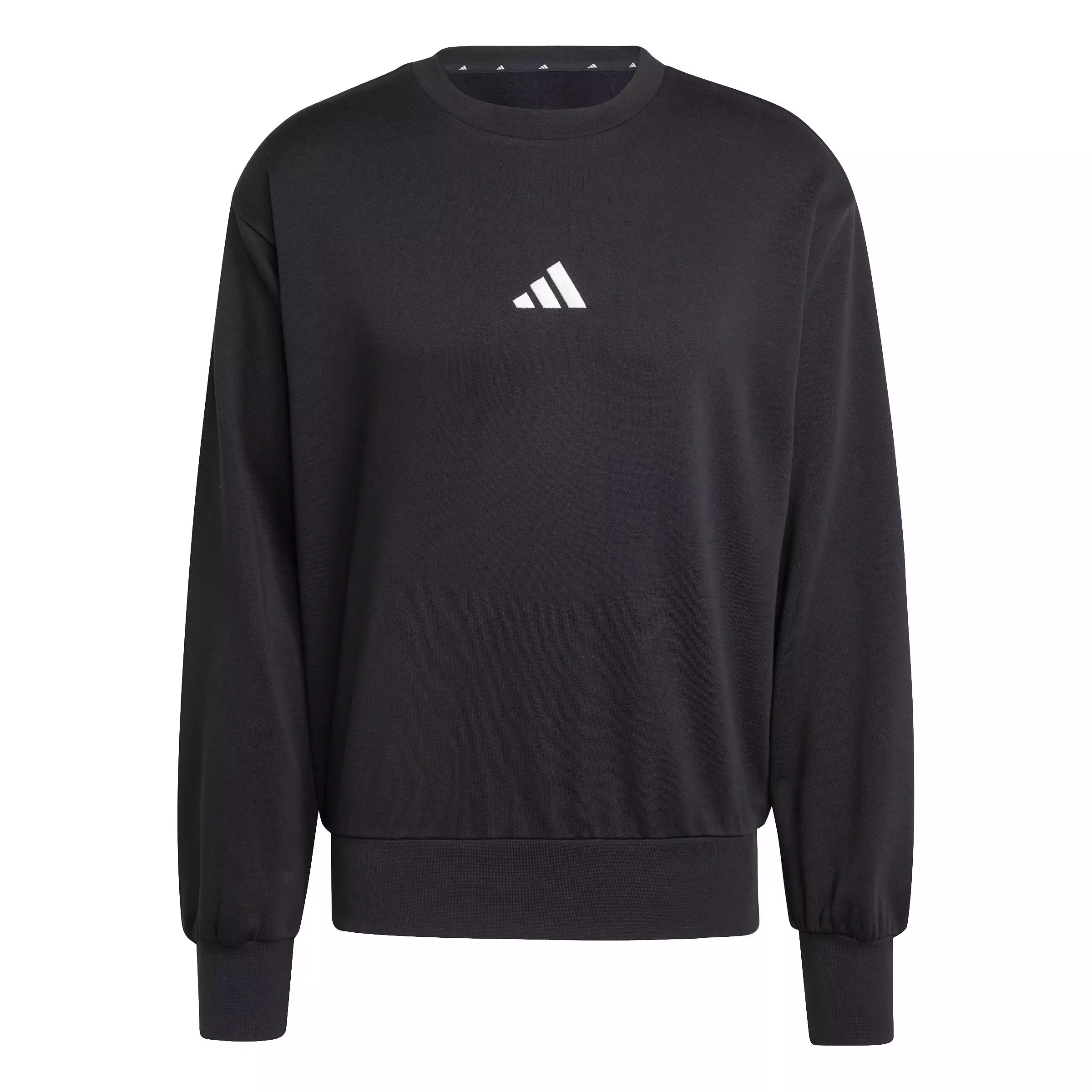 adidas Men's Essentials Feelcozy Fleece Sweatshirt - Black/White - BLACK/WHITE