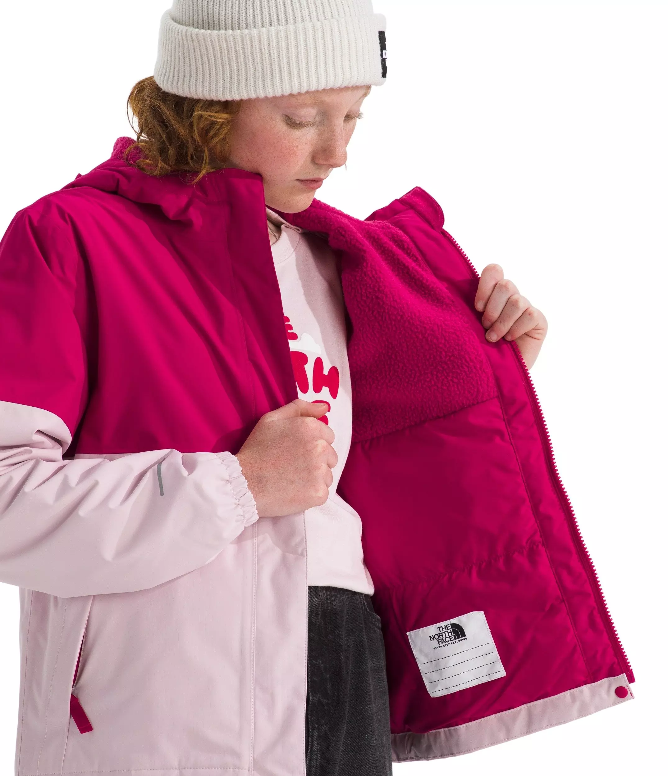The North Face Big Girls' Warm Antora Rain Jacket - Red/Pink - RED/PINK