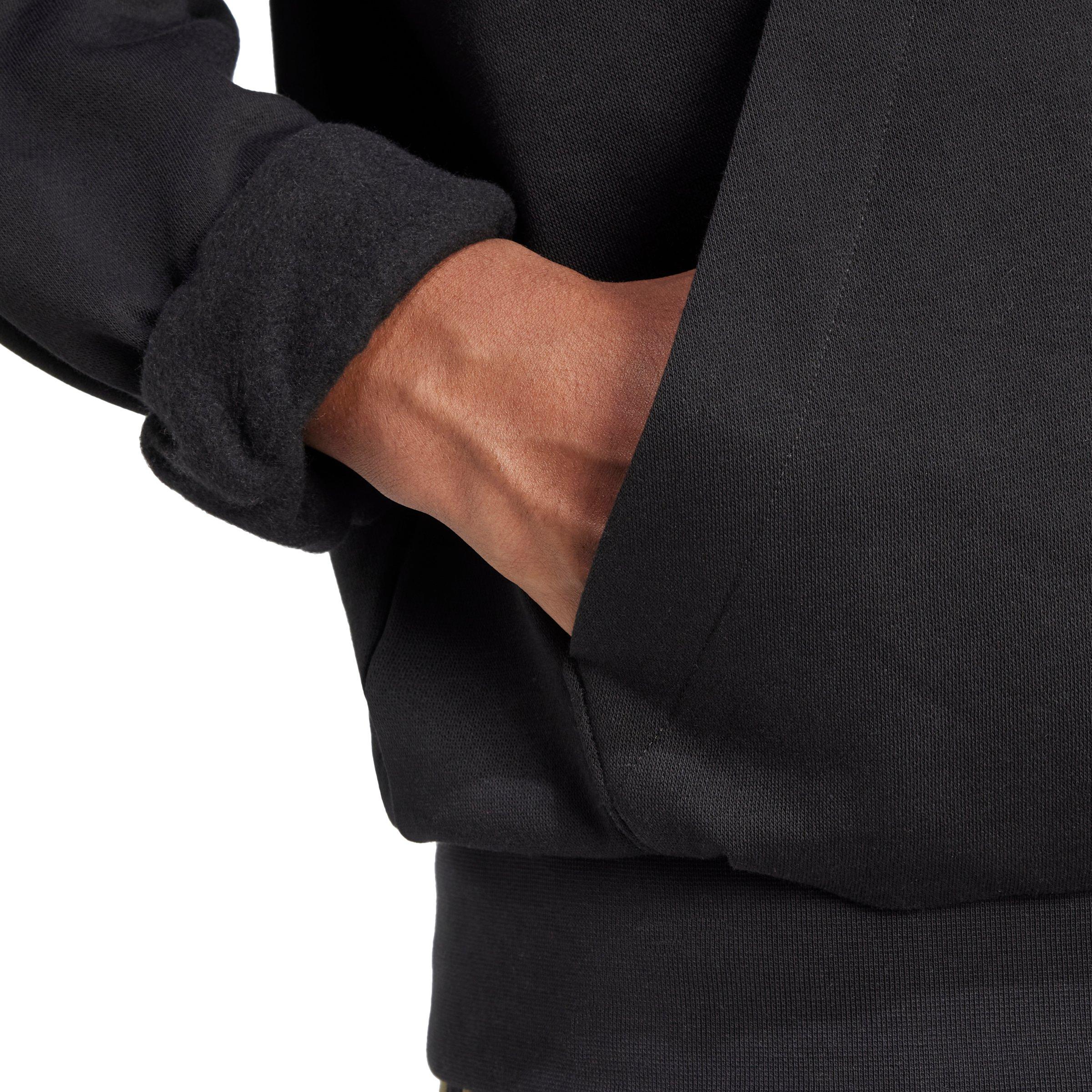 adidas Men's Essentials Feelcozy Fleece Hoodie - Black/White - BLACK/WHITE Thumbnail View 4