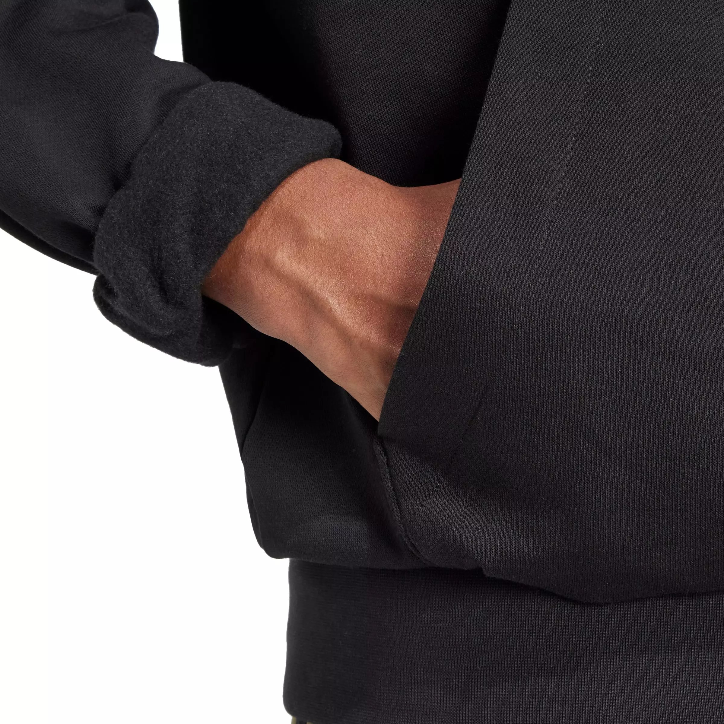 adidas Men's Essentials Feelcozy Fleece Hoodie - Black/White - BLACK/WHITE