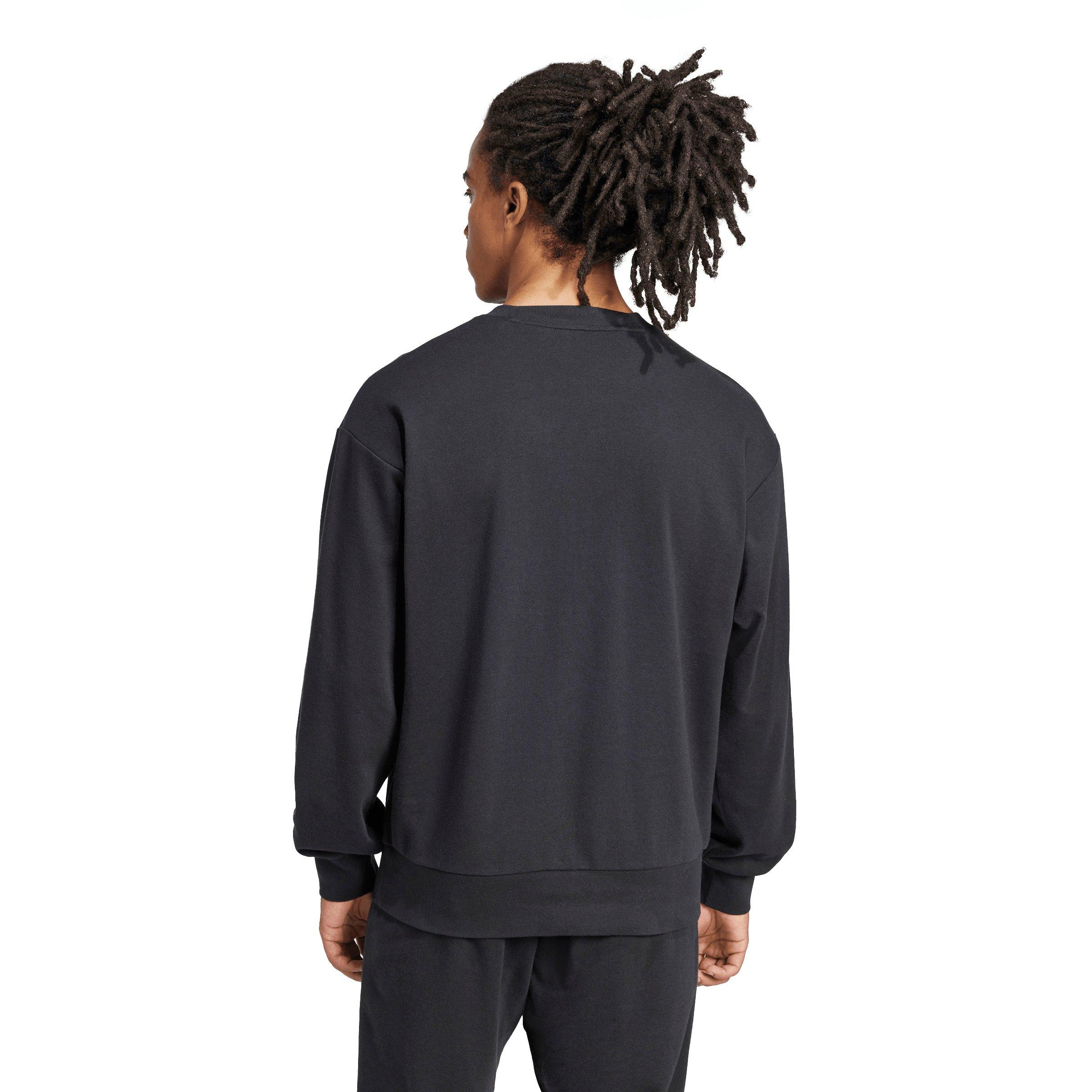 adidas Men's Essentials Feelcozy French Terry Sweatshirt - Black/White - BLACK/WHITE Thumbnail View 2
