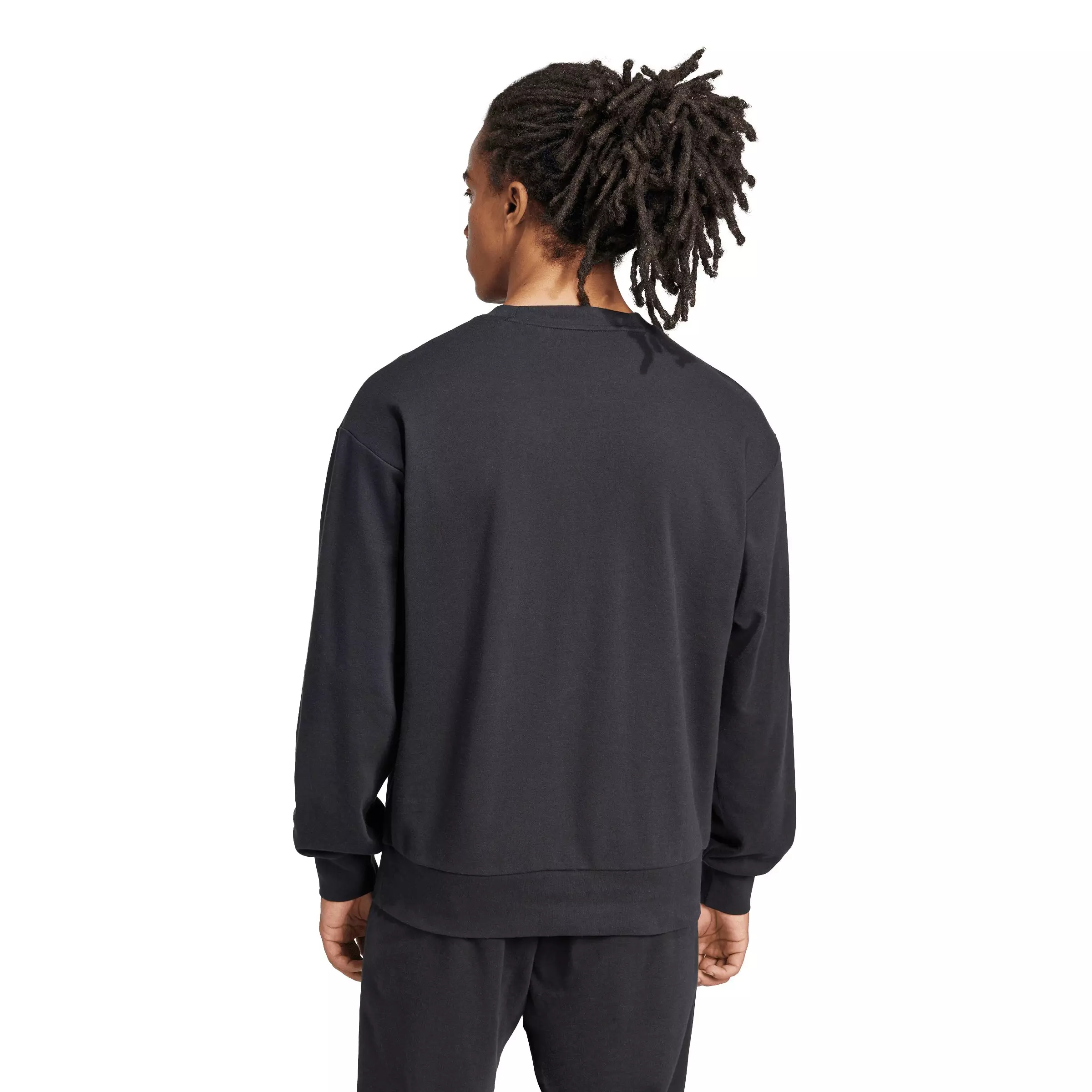 adidas Men's Essentials Feelcozy French Terry Sweatshirt - Black/White - BLACK/WHITE