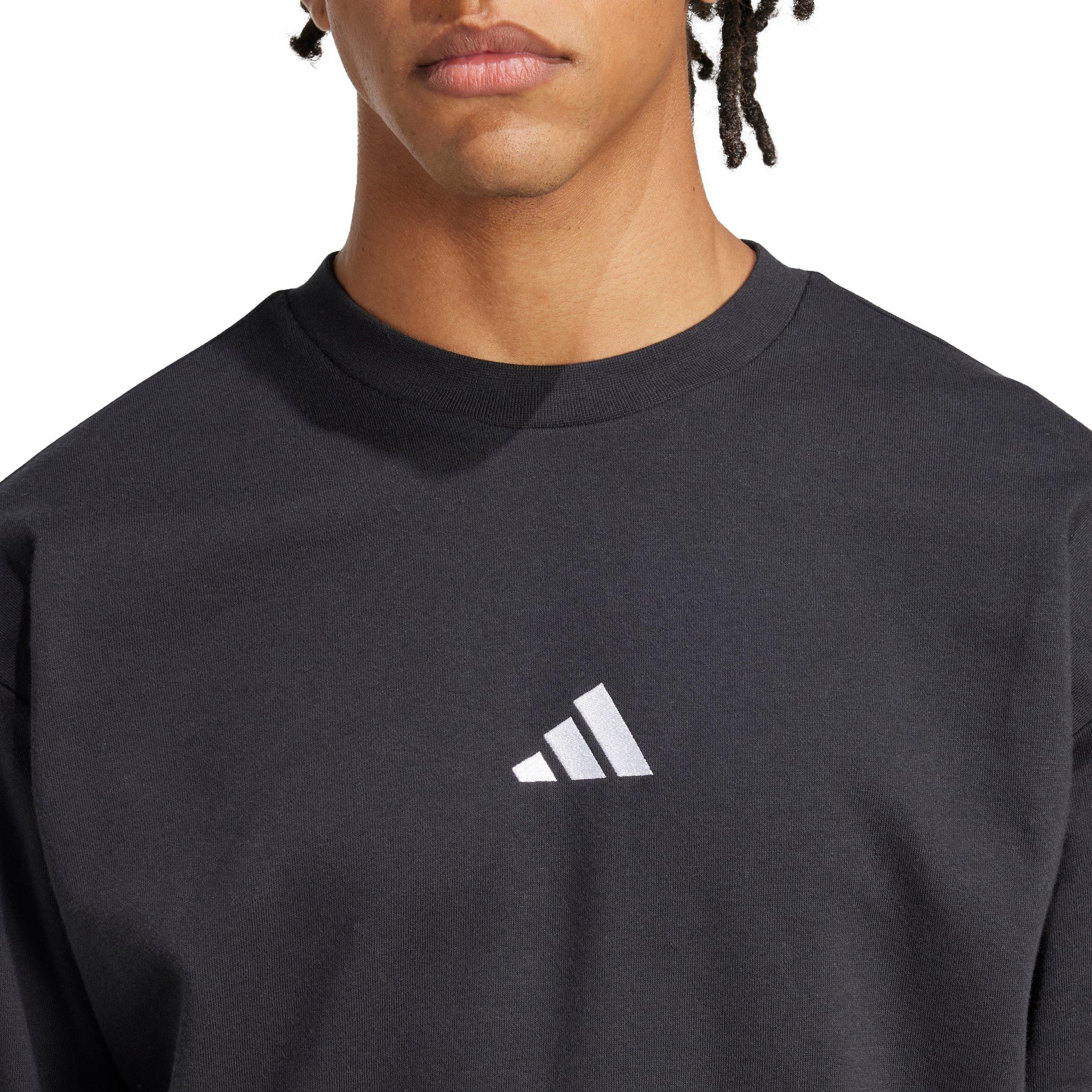 adidas Men's Essentials Feelcozy French Terry Sweatshirt - Black/White - BLACK/WHITE Thumbnail View 3
