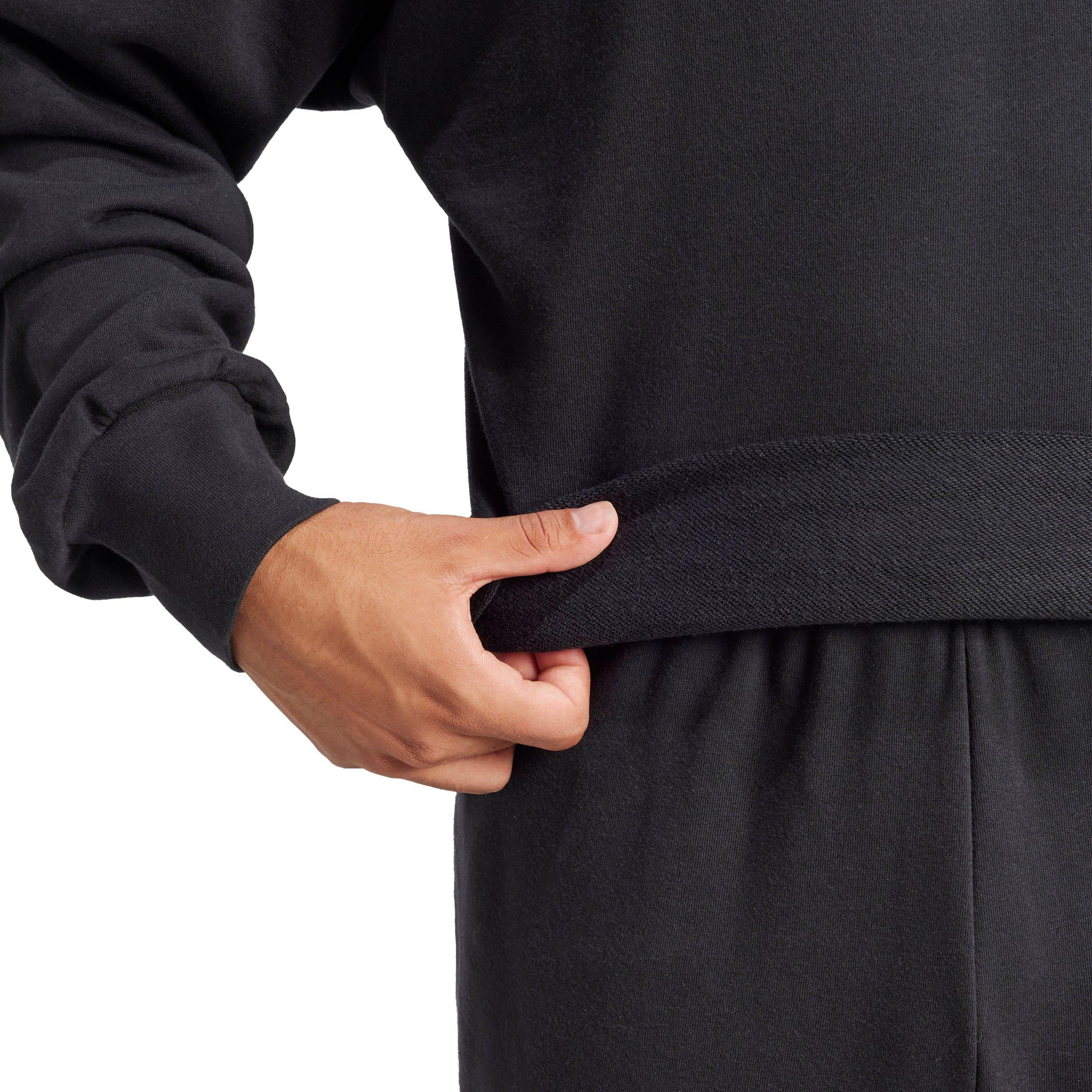 adidas Men's Essentials Feelcozy French Terry Sweatshirt - Black/White - BLACK/WHITE Thumbnail View 4