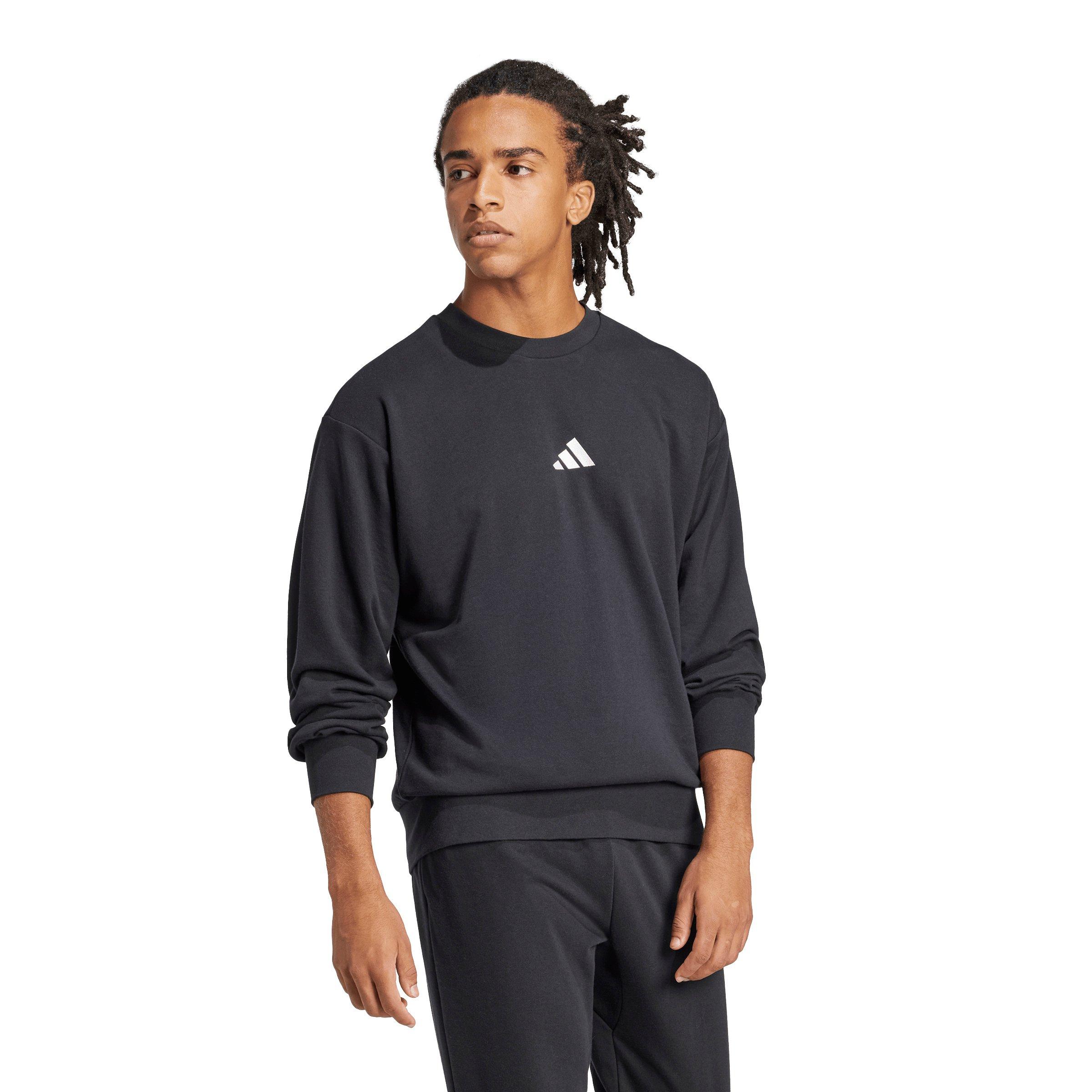 adidas Men's Essentials Feelcozy French Terry Sweatshirt - Black/White - BLACK/WHITE Thumbnail View 5