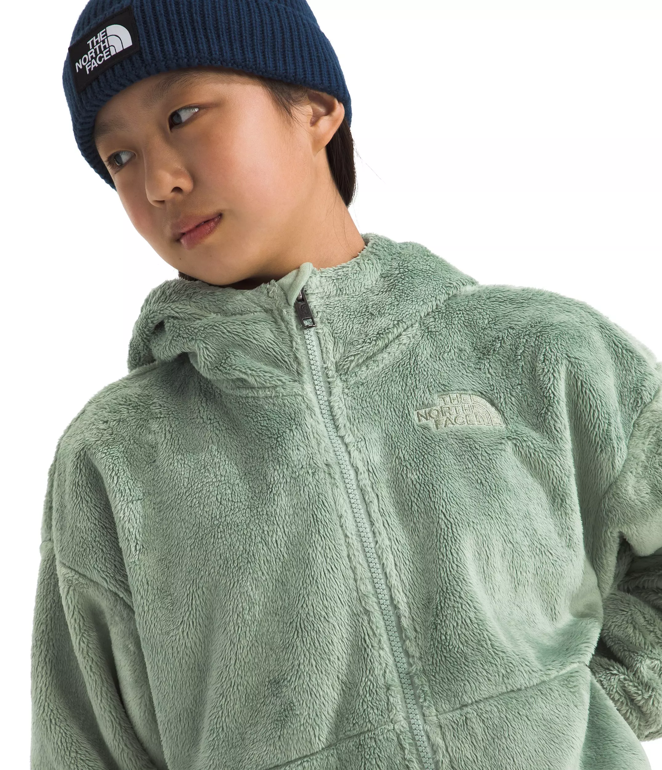 The North Face Big Girls' Osito Full-Zip Hooded Jacket - Green - GREEN