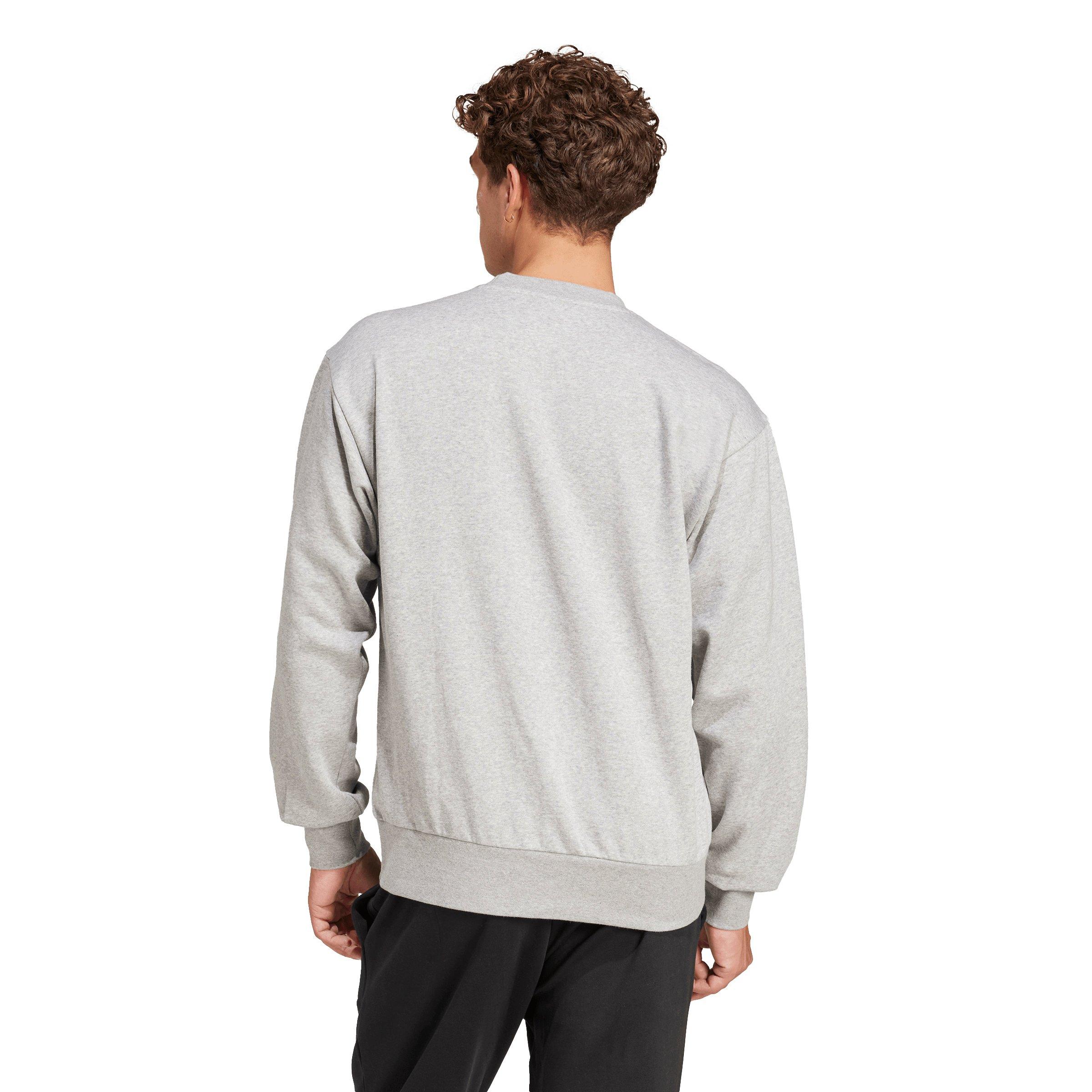 adidas Men's Essentials Feelcozy Fleece Sweatshirt - Grey/Black - GREY/BLACK Thumbnail View 2