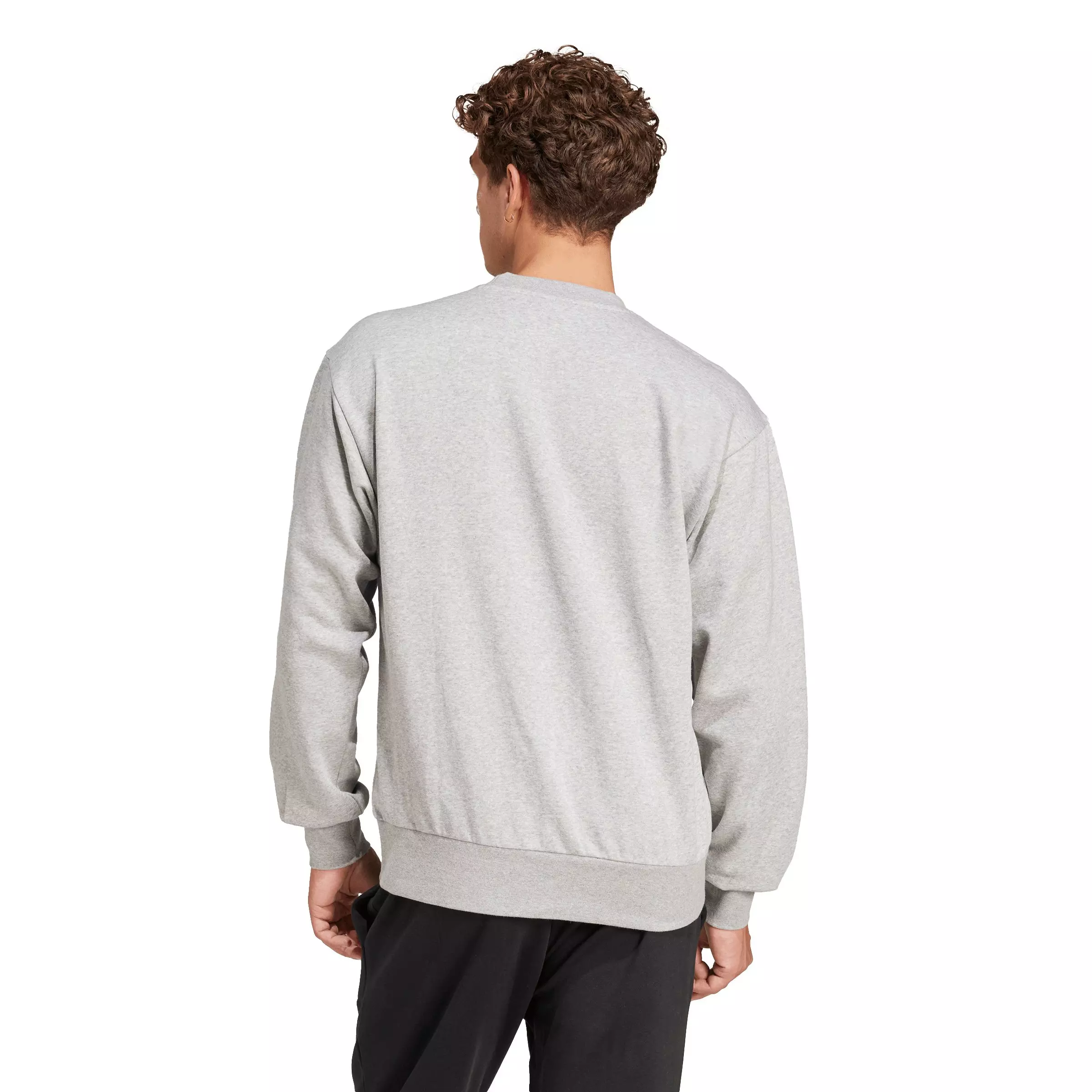 adidas Men's Essentials Feelcozy Fleece Sweatshirt - Grey/Black - GREY/BLACK