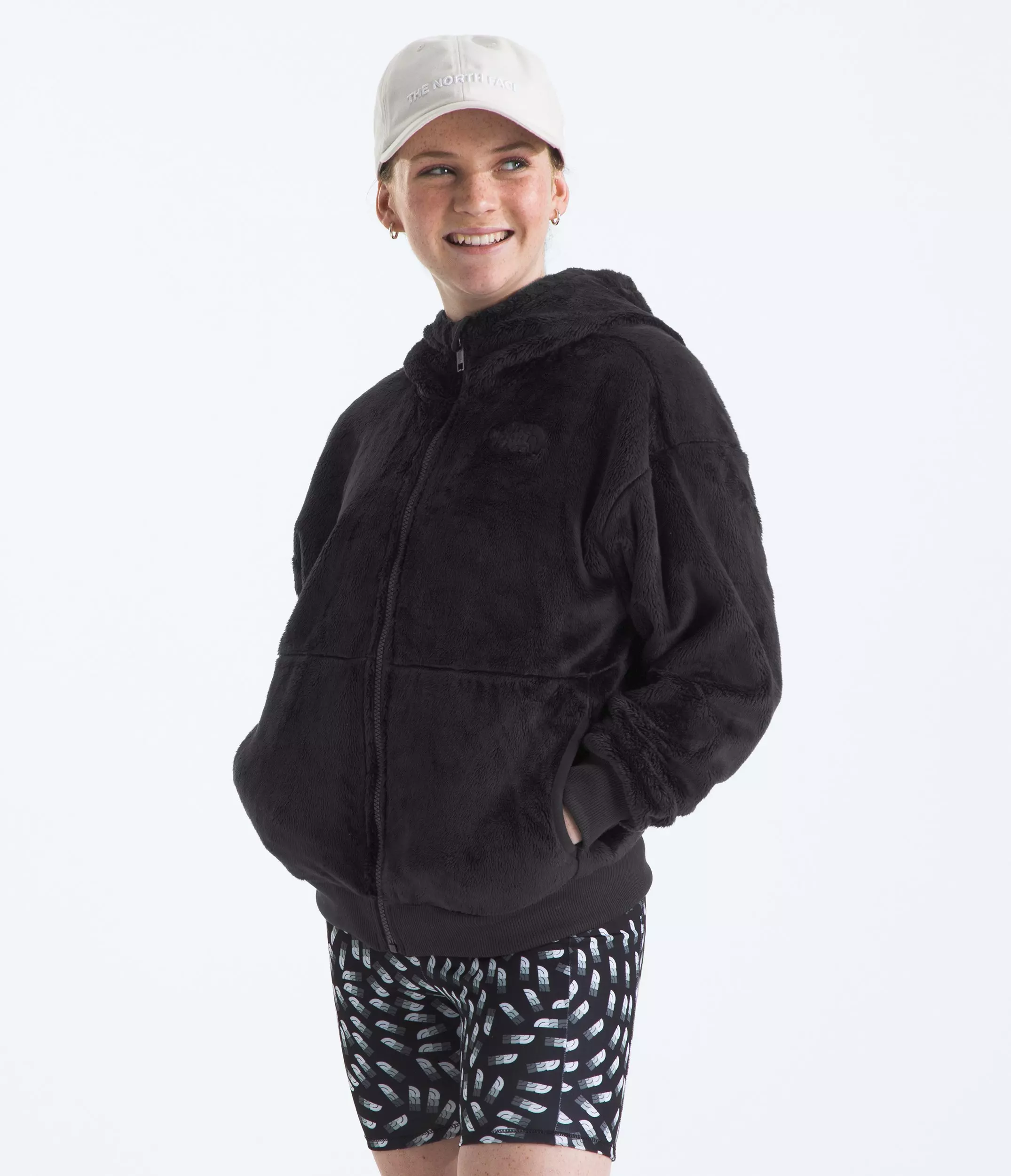 The North Face Big Girls' Osito Full-Zip Hooded Jacket - Black - BLACK