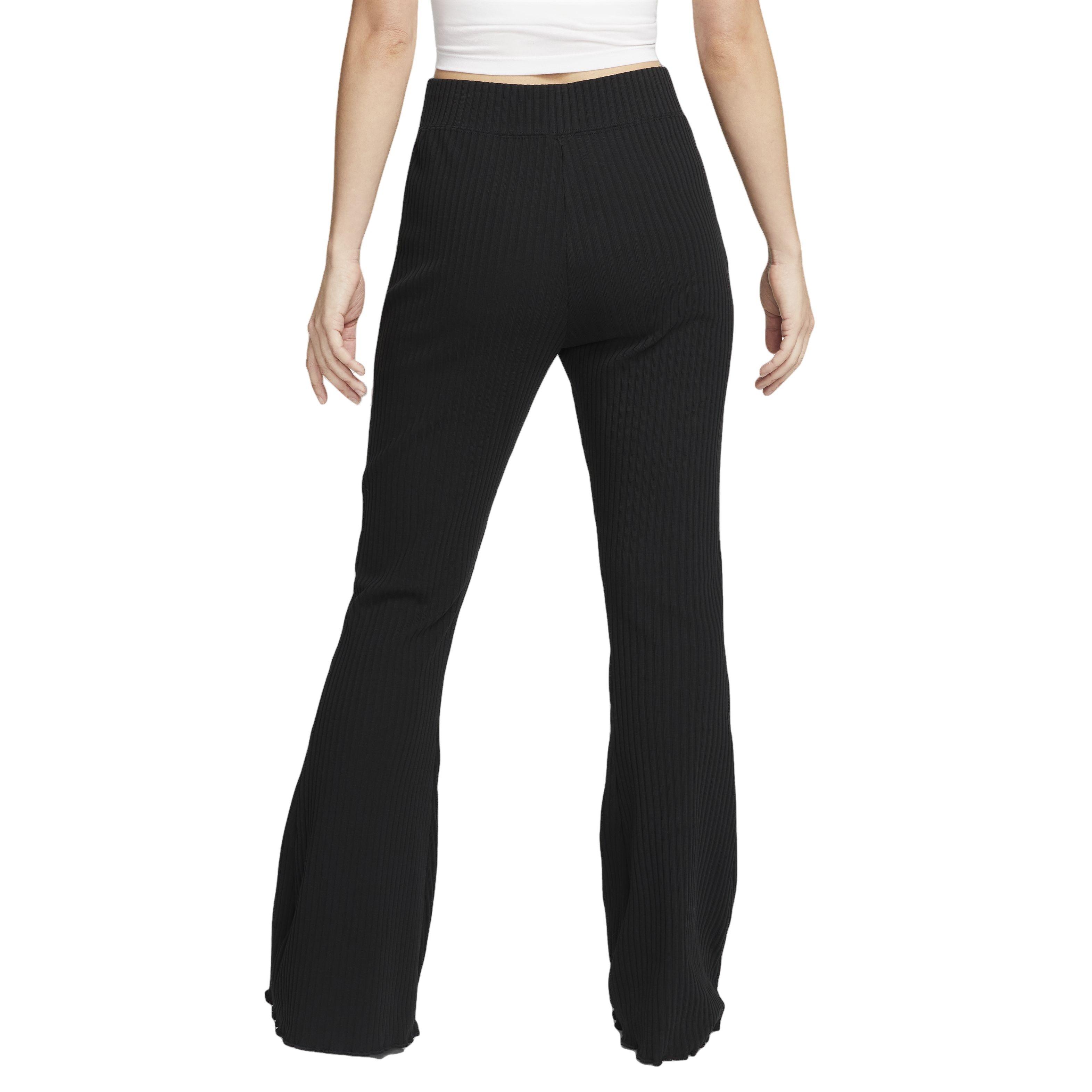 Nike Women's Sportswear High-Waisted Ribbed Jersey Pants - BLACK Thumbnail View 2