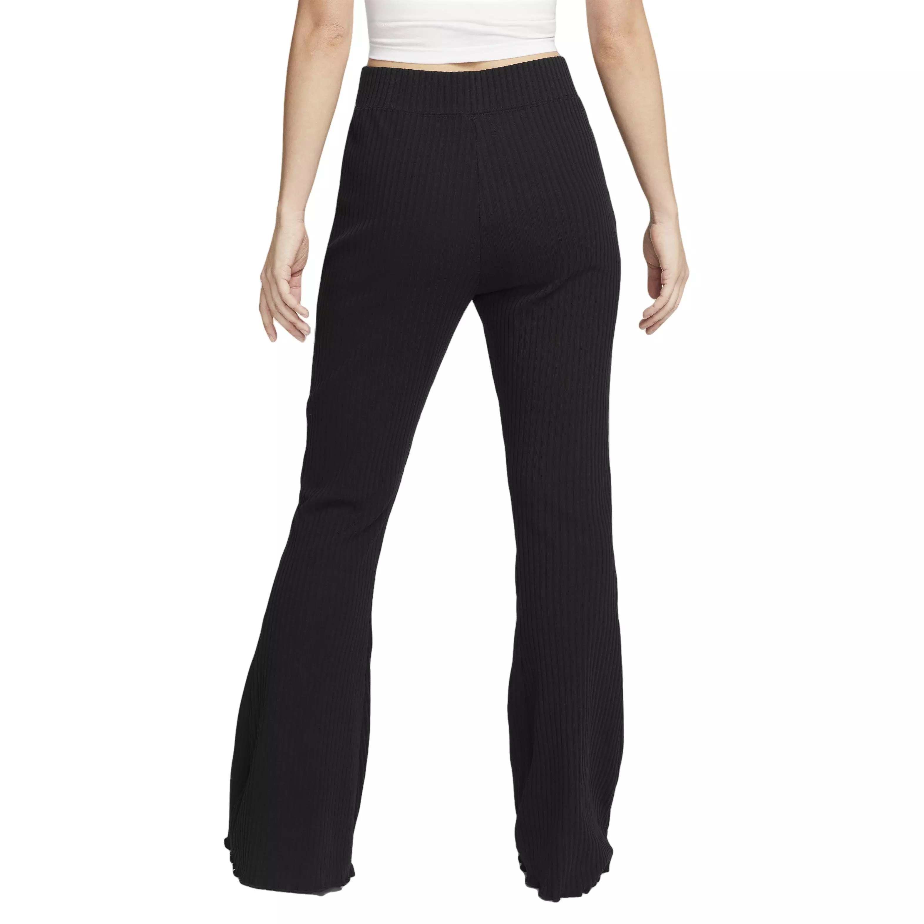Nike Women's Sportswear High-Waisted Ribbed Jersey Pants - BLACK