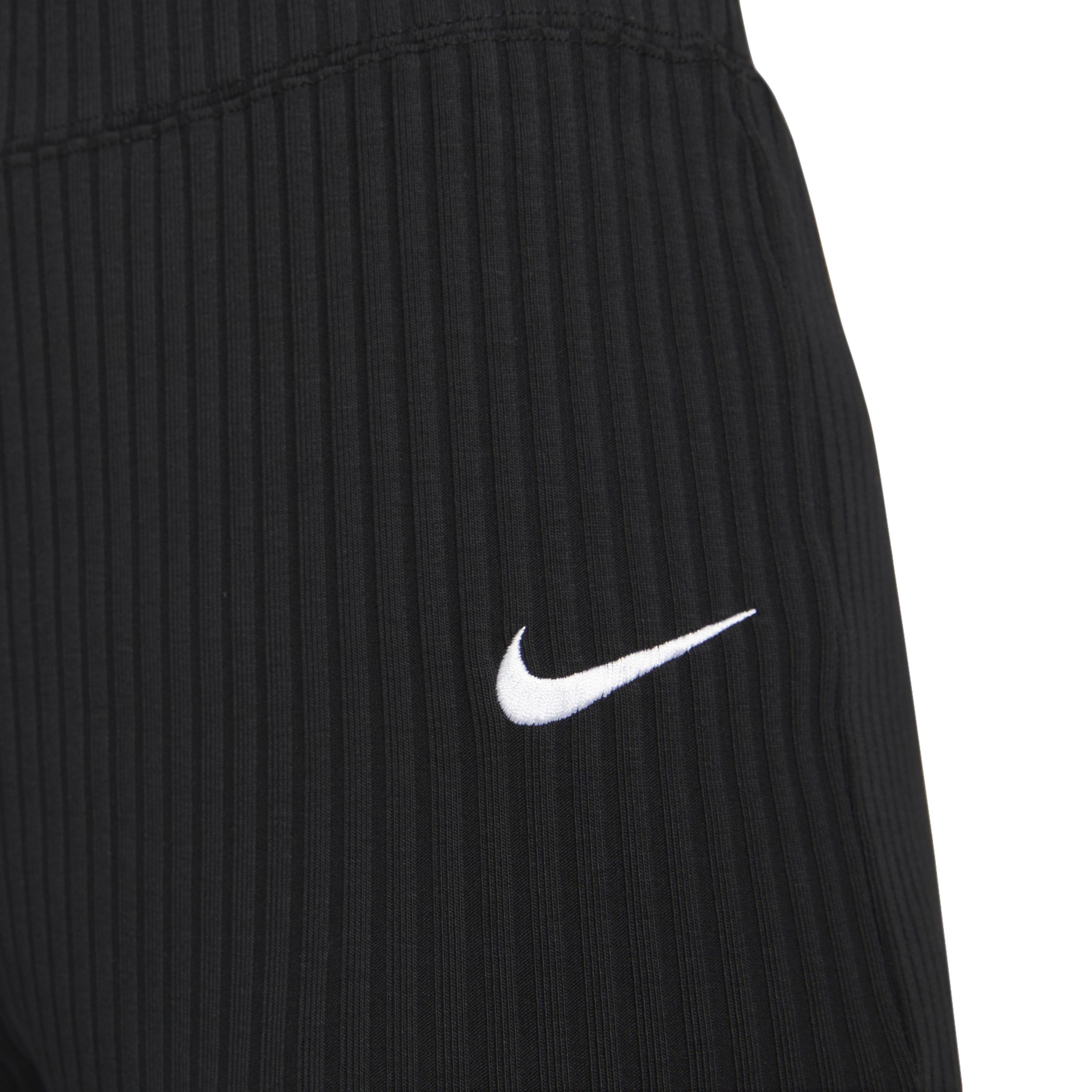 Nike Women's Sportswear High-Waisted Ribbed Jersey Pants - BLACK Thumbnail View 3