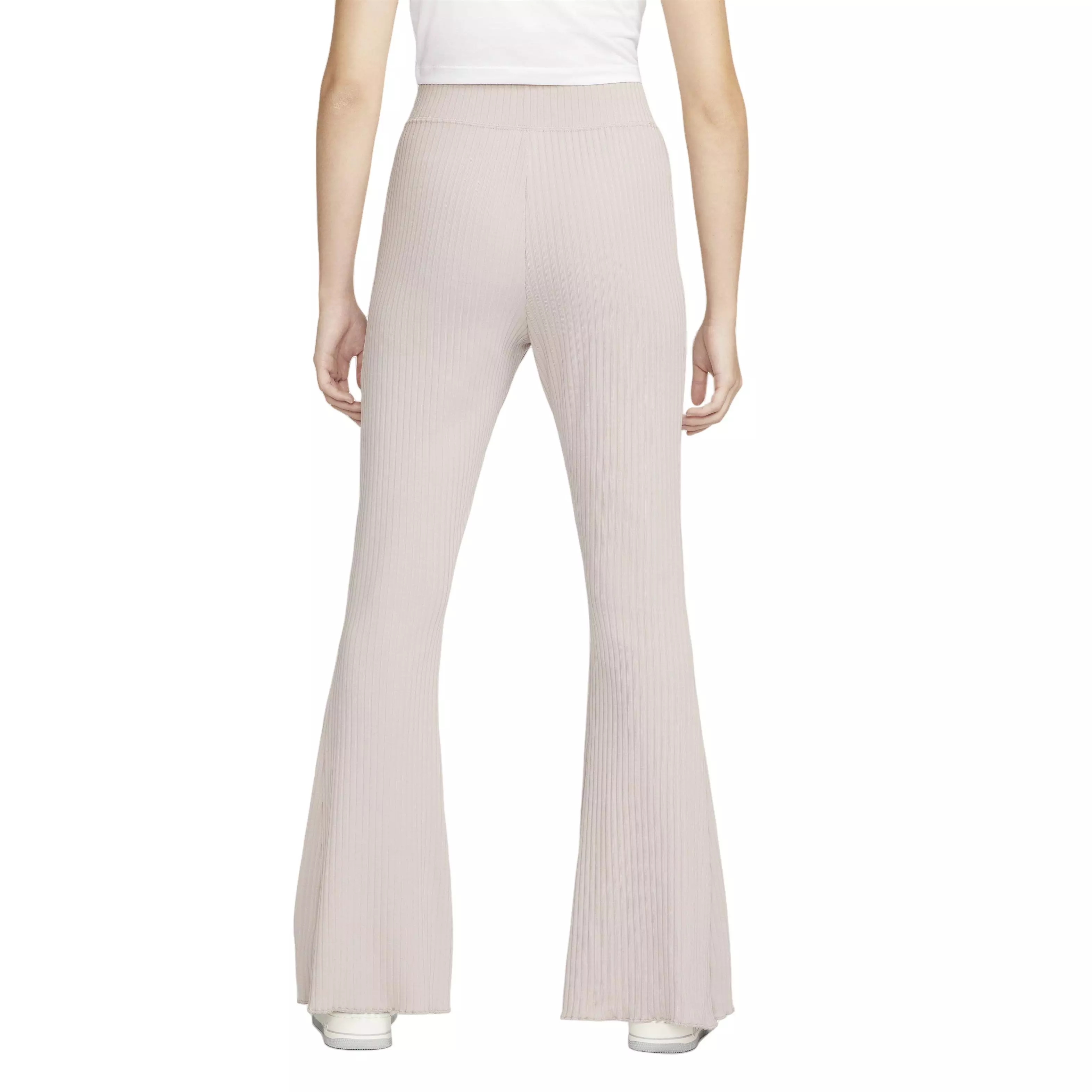 Nike Women's Sportswear High-Waisted Ribbed Jersey Pants - TAUPE