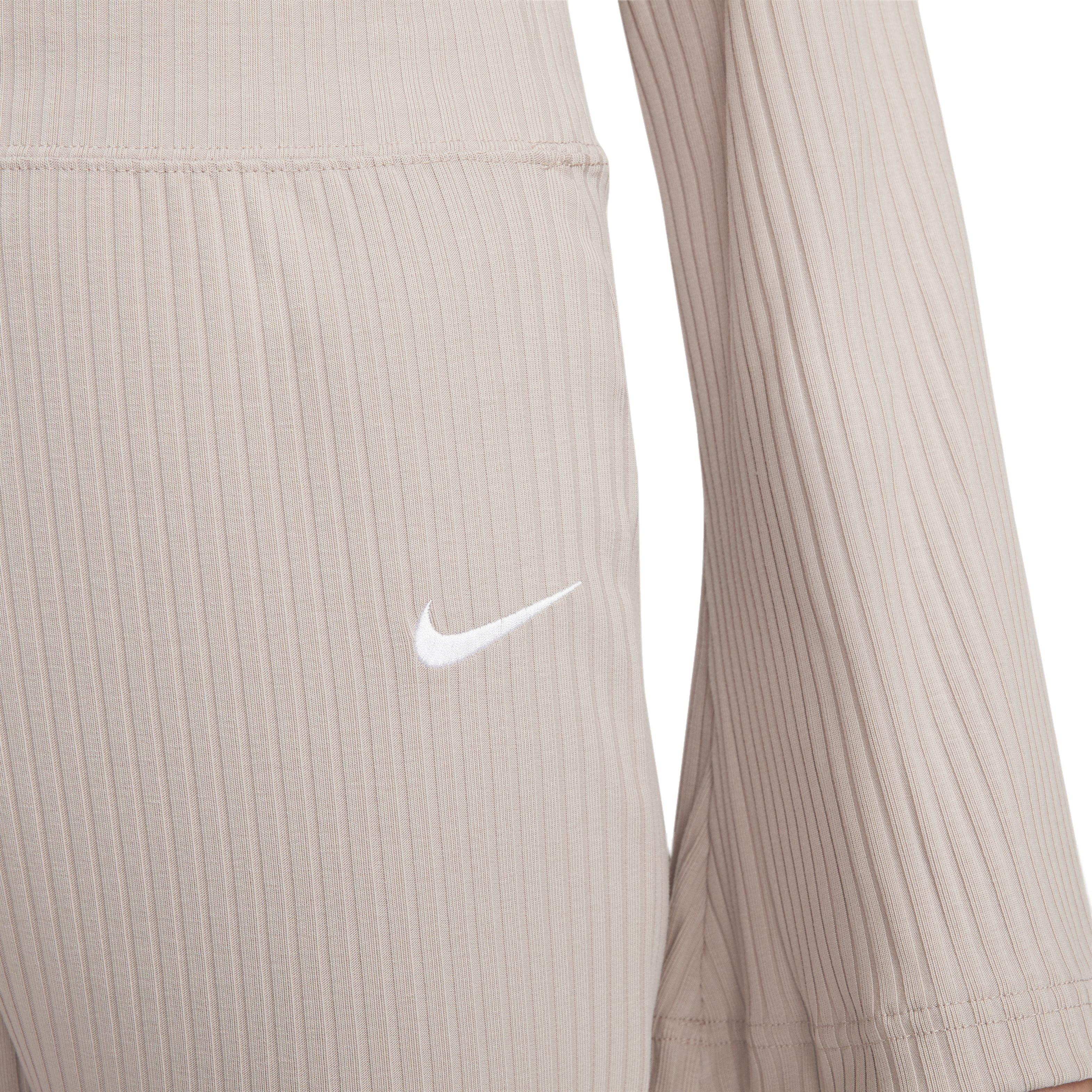 Nike Women's Sportswear High-Waisted Ribbed Jersey Pants - TAUPE Thumbnail View 3