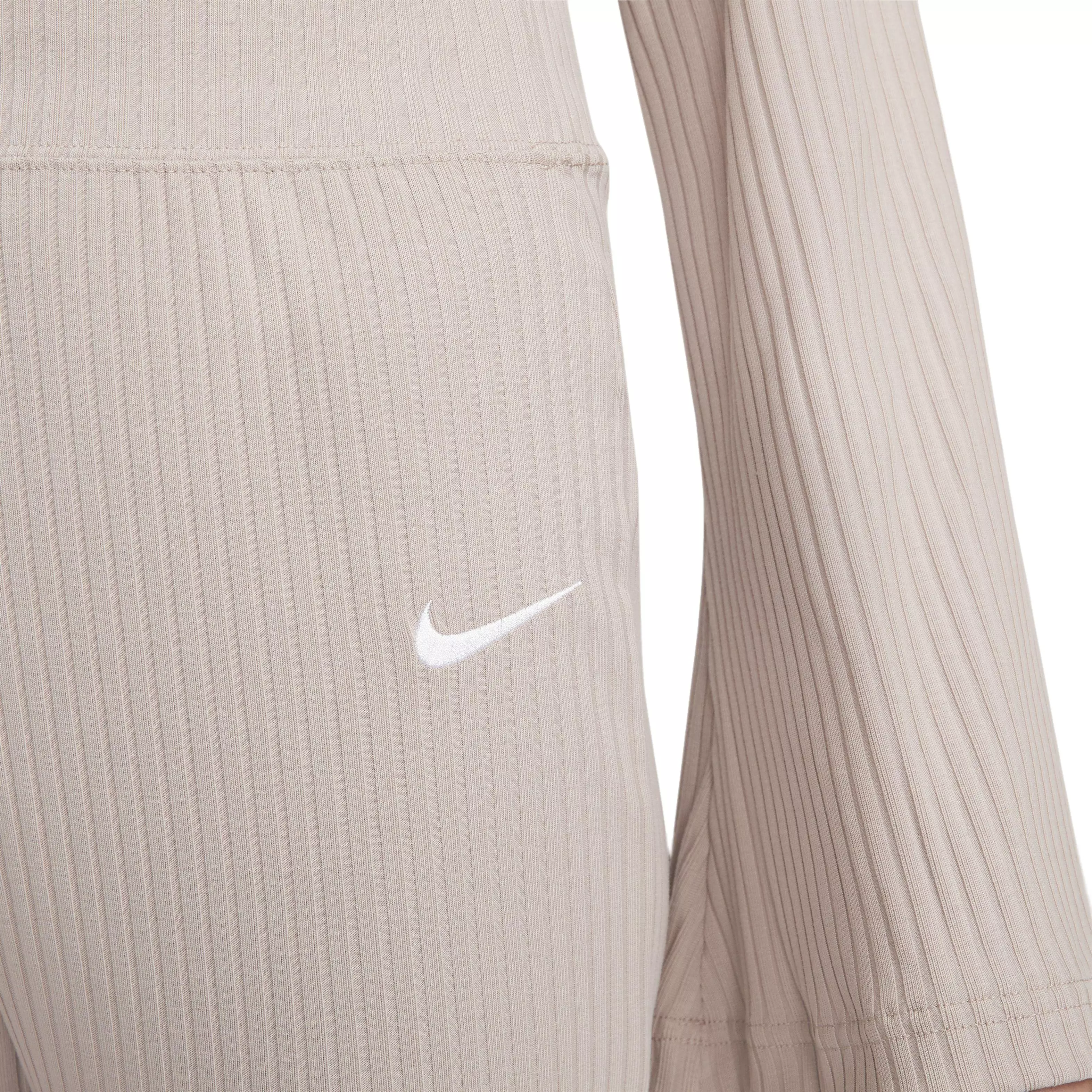 Nike Women's Sportswear High-Waisted Ribbed Jersey Pants - TAUPE