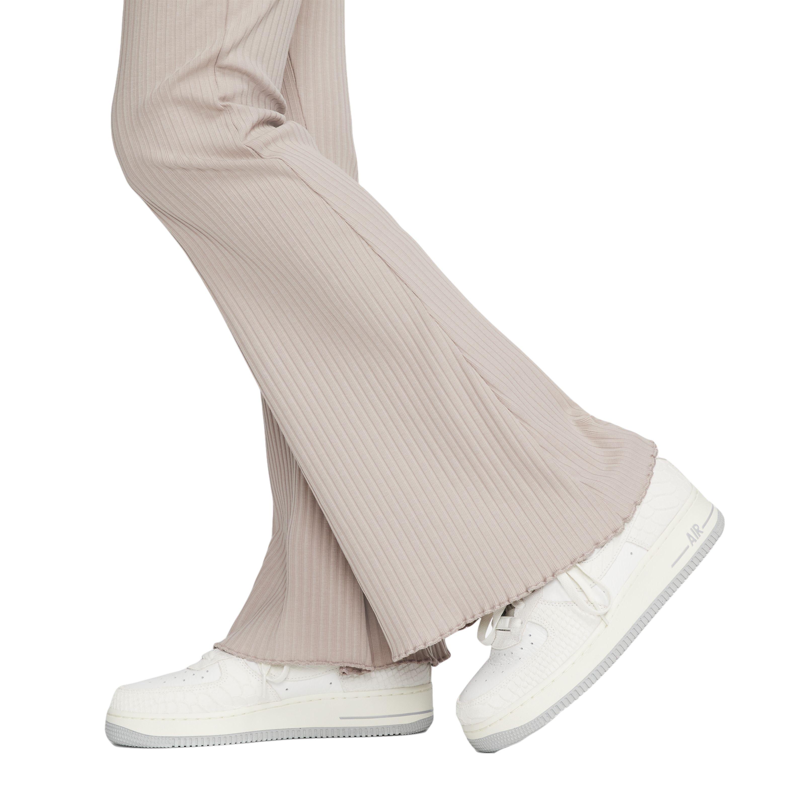 Nike Women's Sportswear High-Waisted Ribbed Jersey Pants - TAUPE Thumbnail View 4