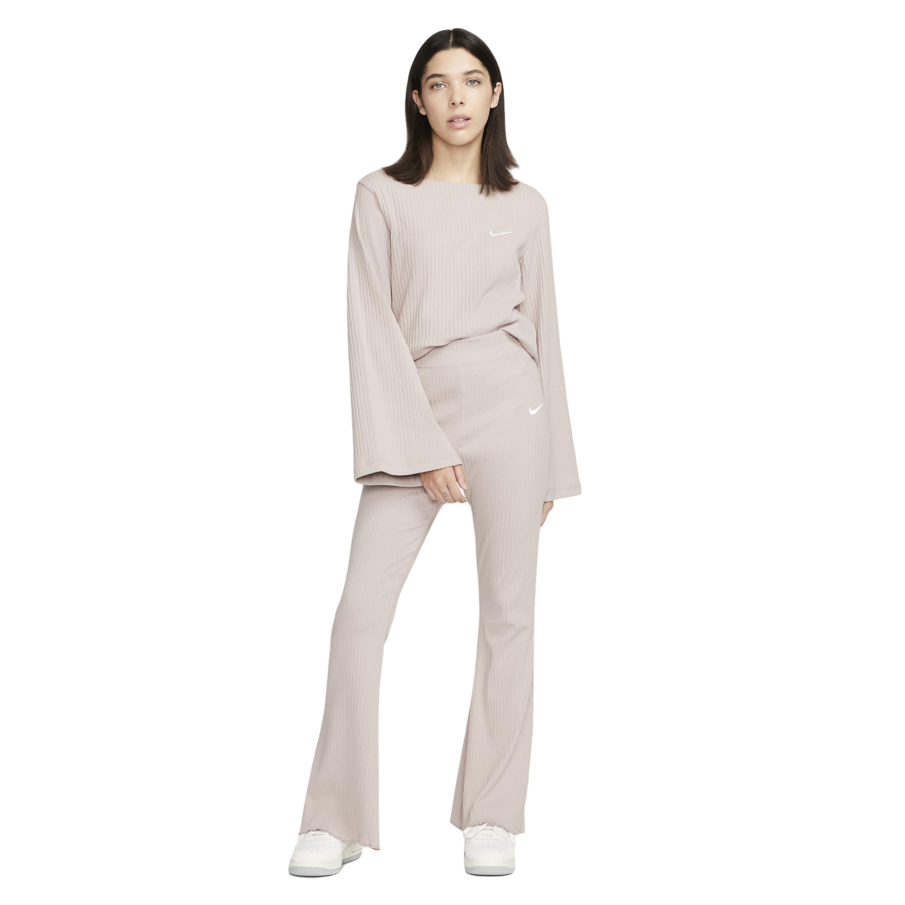 Nike Women's Sportswear High-Waisted Ribbed Jersey Pants - TAUPE Thumbnail View 5