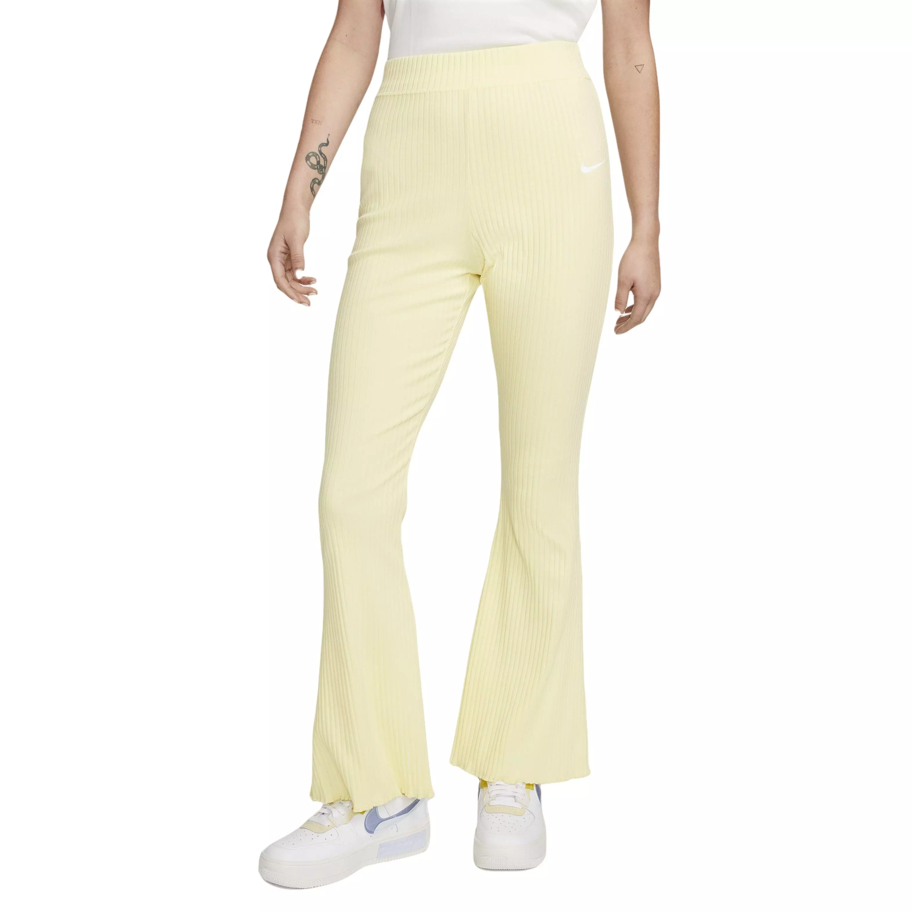 Nike Women's Sportswear High-waisted Ribbed Jersey Flared Pants In