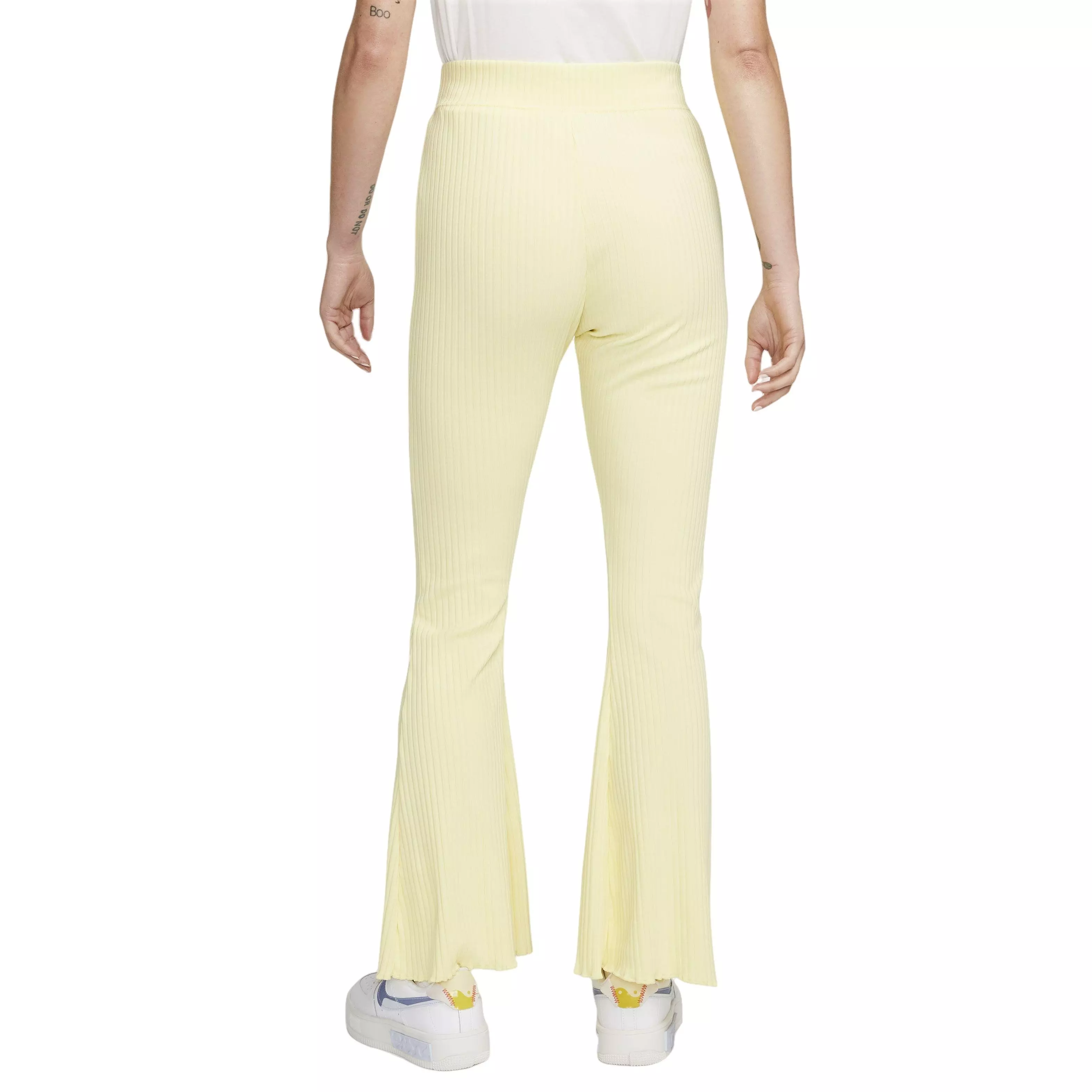 Nike Women's Sportswear High-Waisted Ribbed Jersey Pants - LEMON