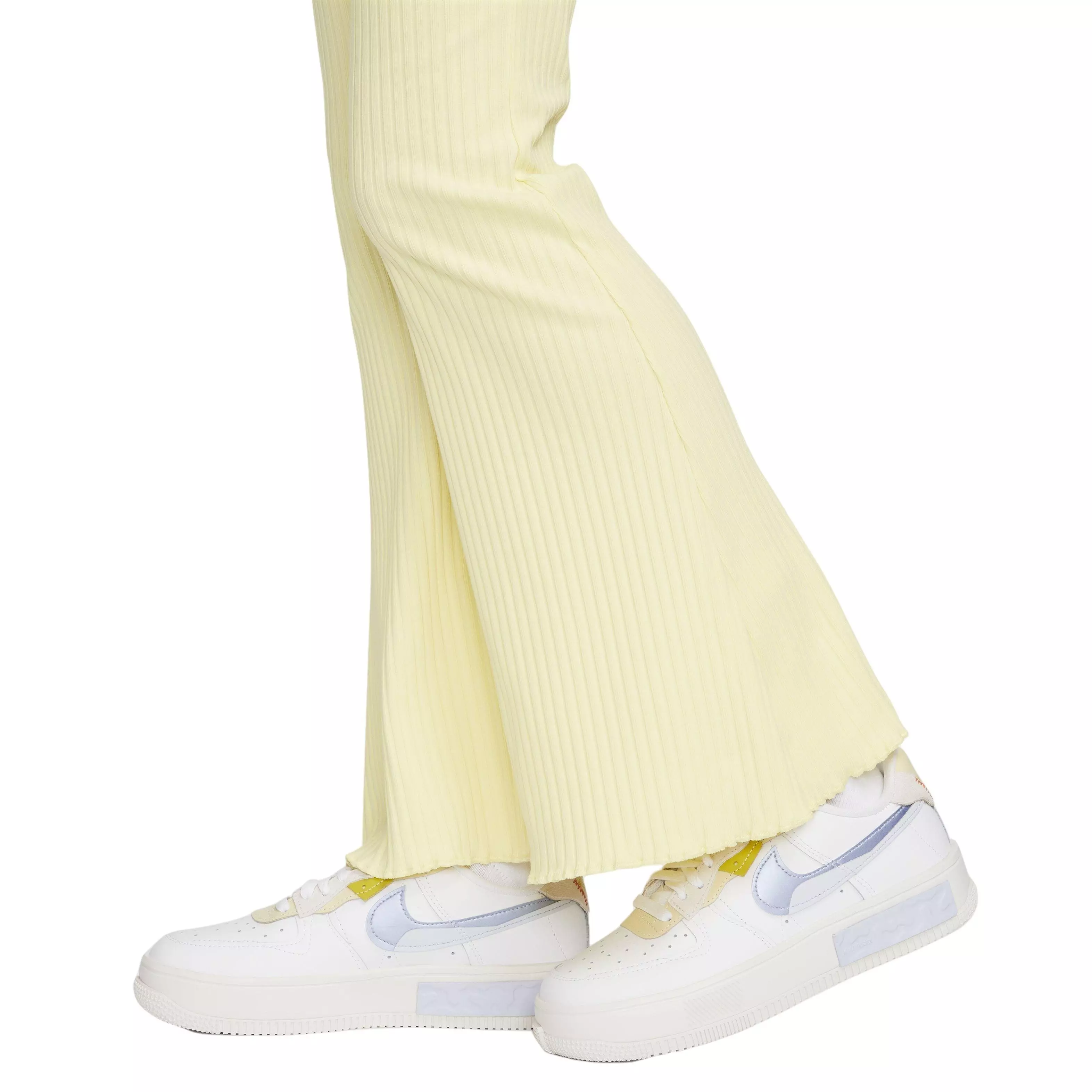 Nike Women's Sportswear High-Waisted Ribbed Jersey Pants - LEMON