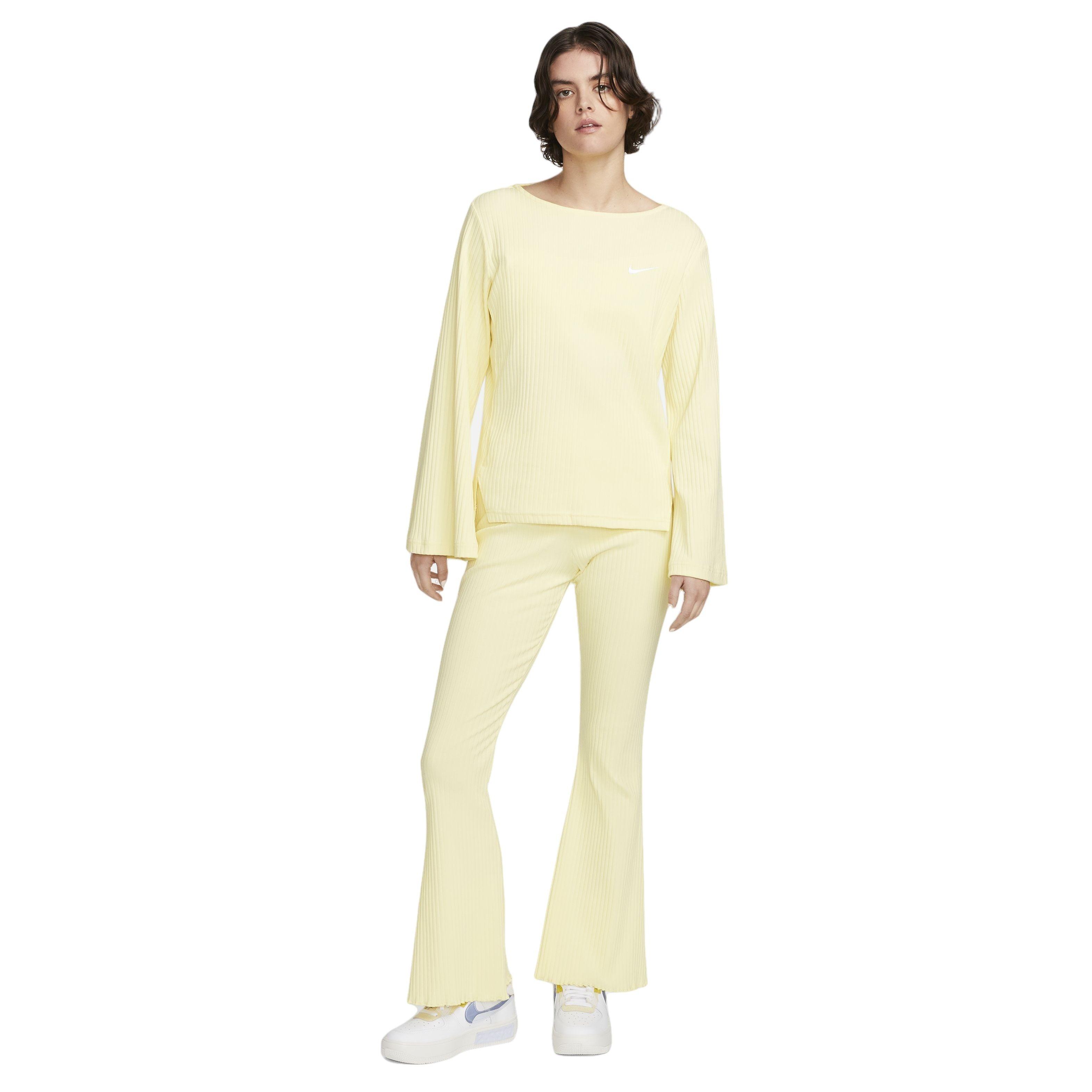 Nike Women's Sportswear High-Waisted Ribbed Jersey Pants - LEMON Thumbnail View 5