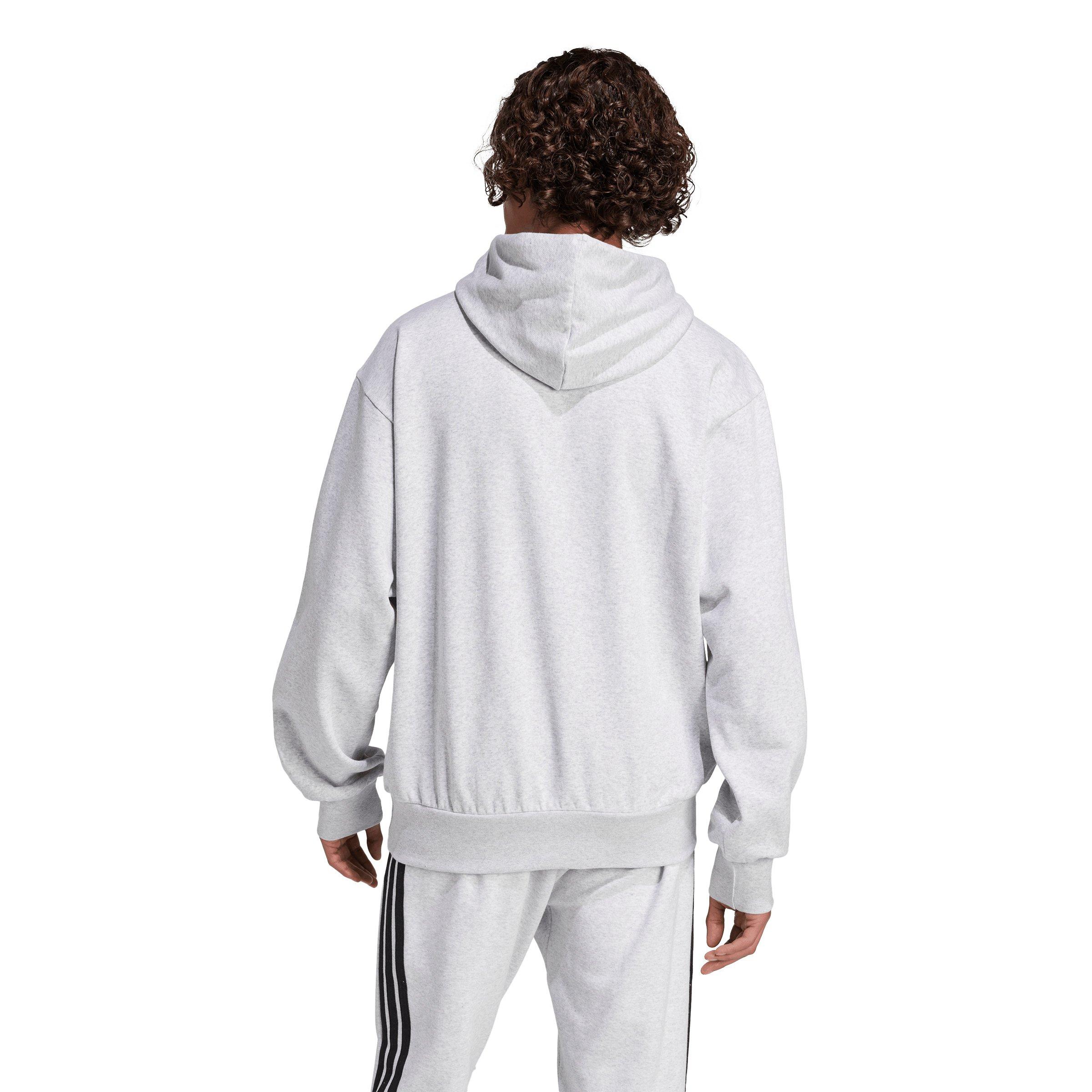 adidas Men's Essentials Feelcozy Fleece Hoodie - Light Grey/Black - LIGHT GREY/BLACK Thumbnail View 2