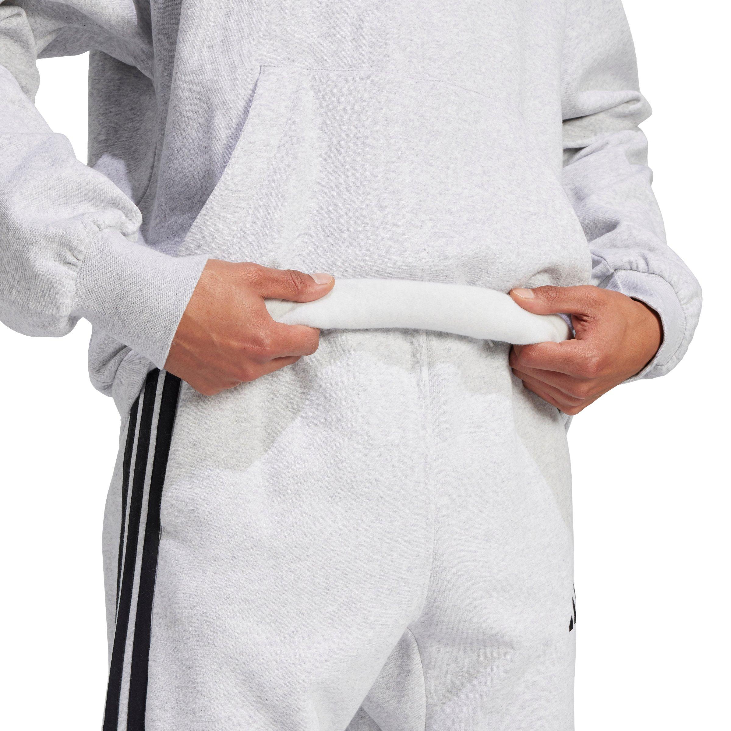 adidas Men's Essentials Feelcozy Fleece Hoodie - Light Grey/Black - LIGHT GREY/BLACK Thumbnail View 3