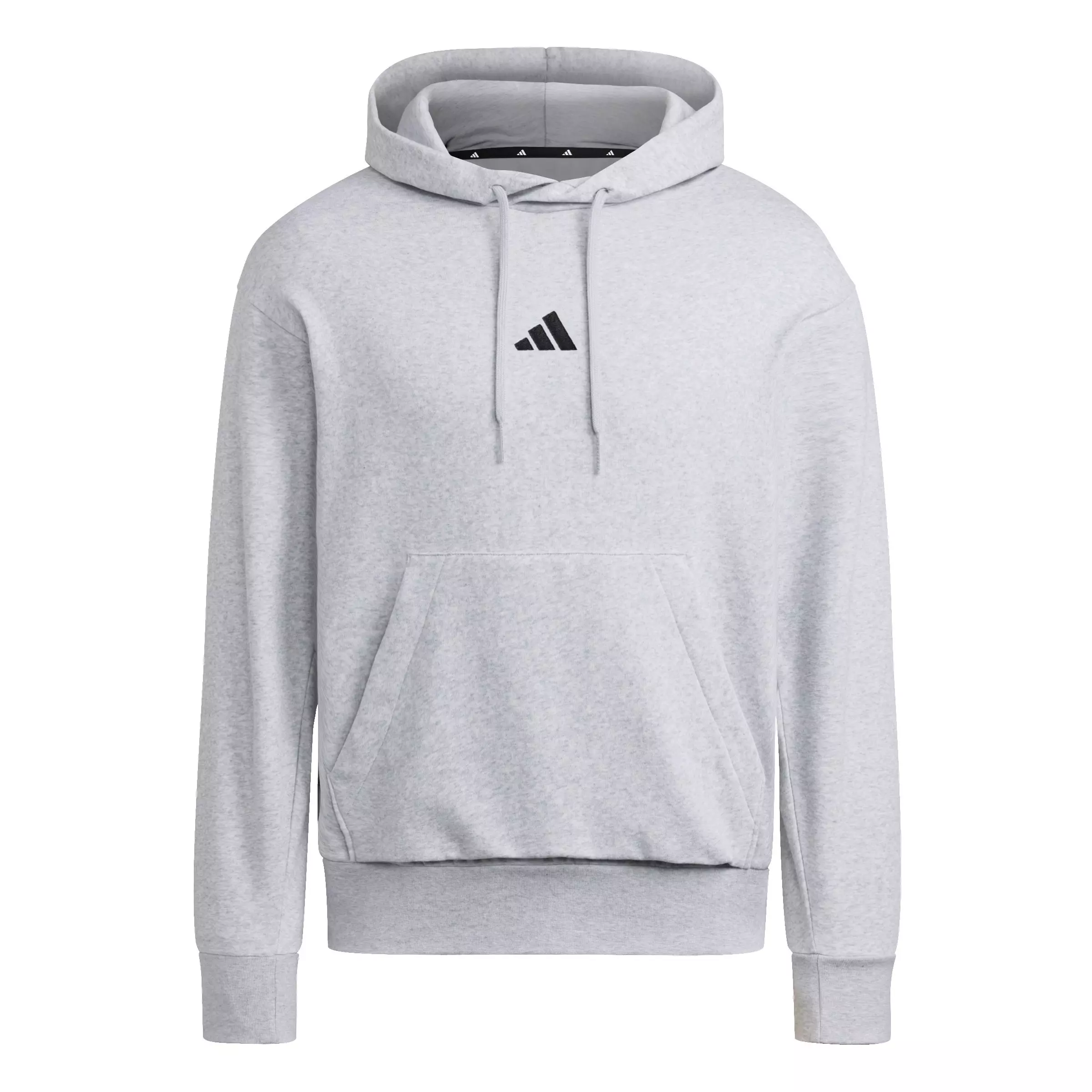 adidas Men's Essentials Feelcozy Fleece Hoodie - Light Grey/Black - LIGHT GREY/BLACK