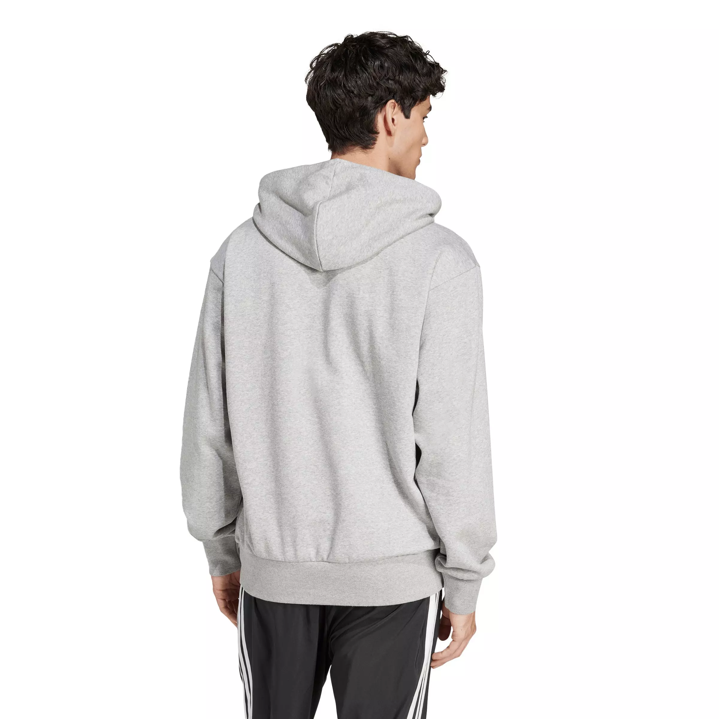 adidas Men's Essentials Feelcozy Fleece Hoodie - Grey/Black - GREY/BLACK