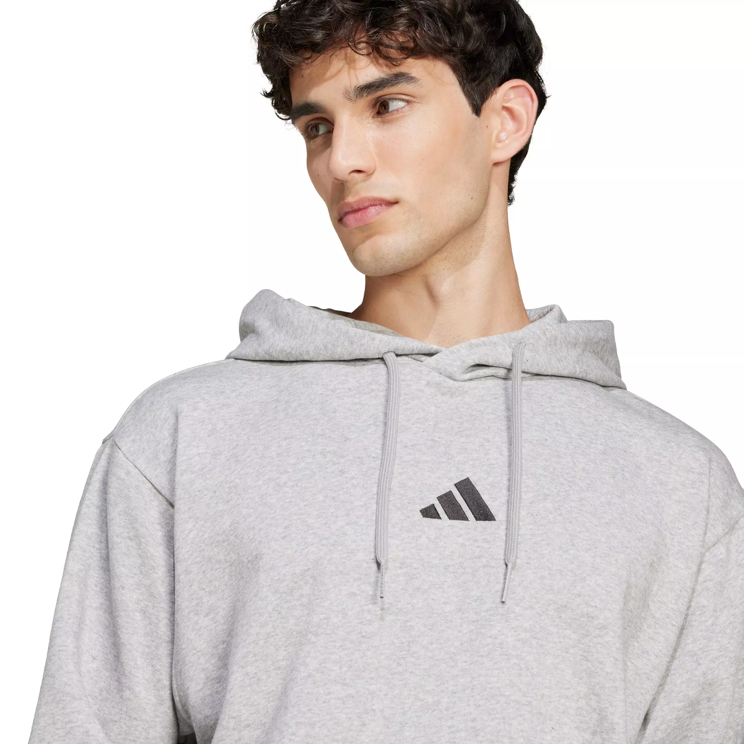 adidas Men's Essentials Feelcozy Fleece Hoodie - Grey/Black - GREY/BLACK