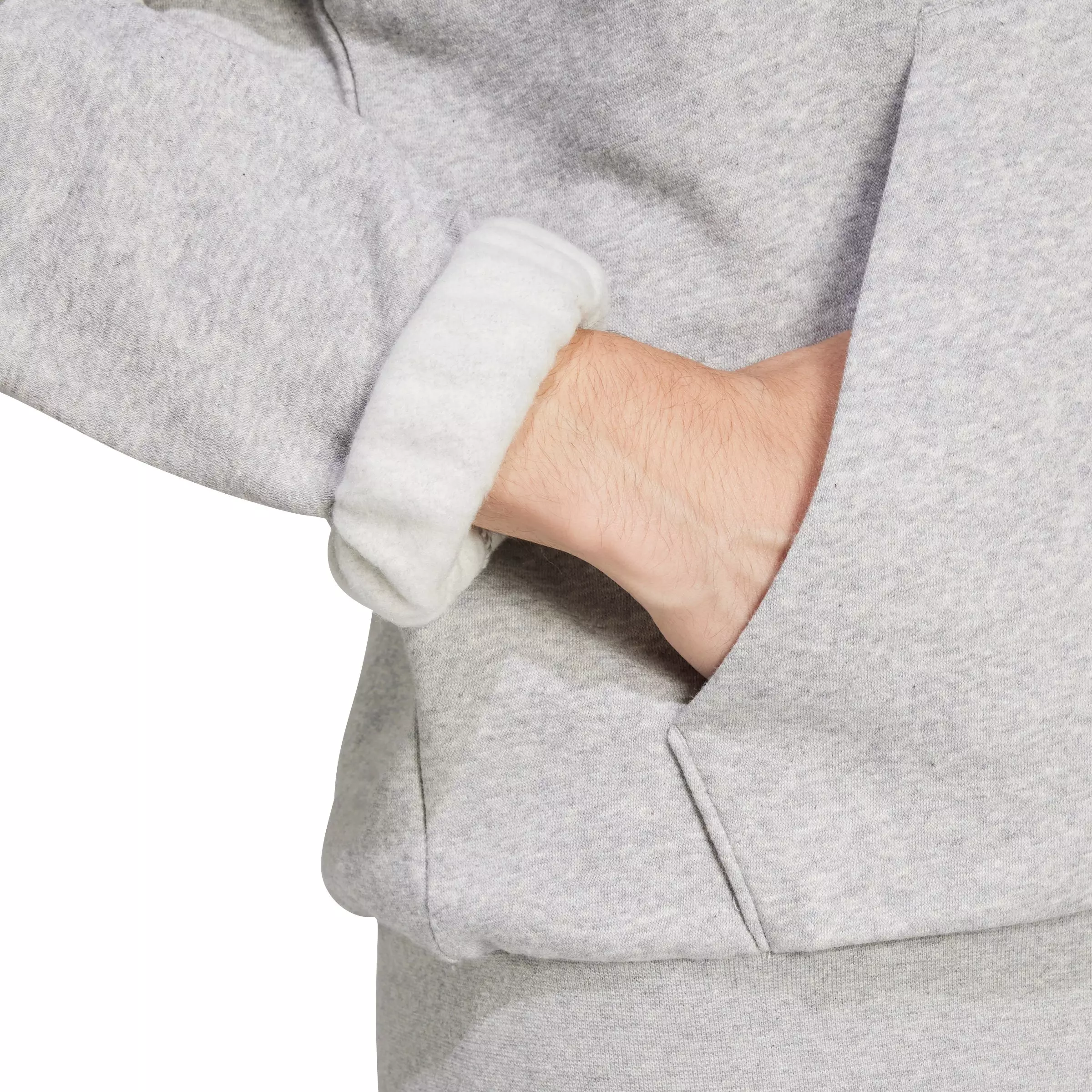 adidas Men's Essentials Feelcozy Fleece Hoodie - Grey/Black - GREY/BLACK