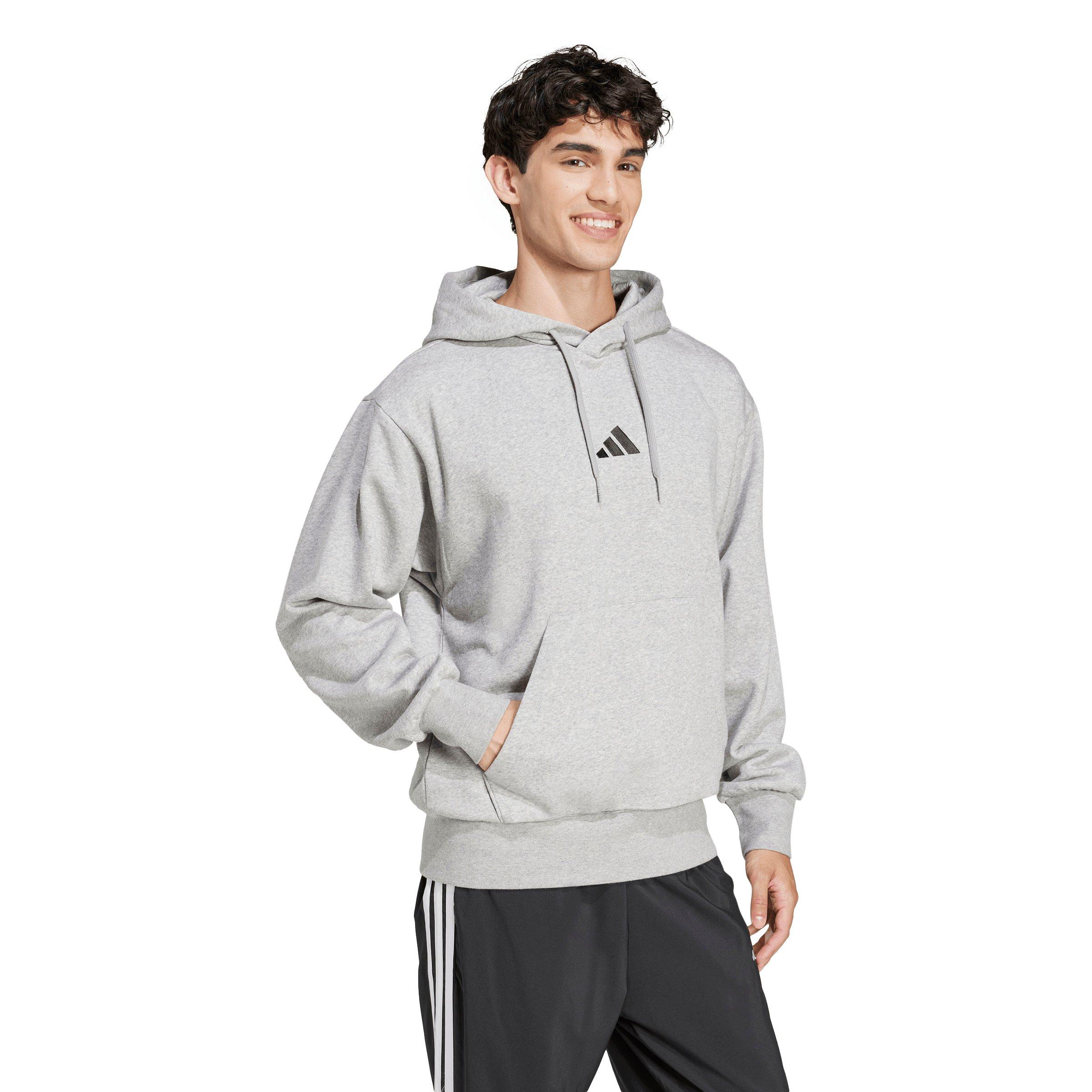 adidas Men's Essentials Feelcozy Fleece Hoodie - Grey/Black - GREY/BLACK Thumbnail View 5