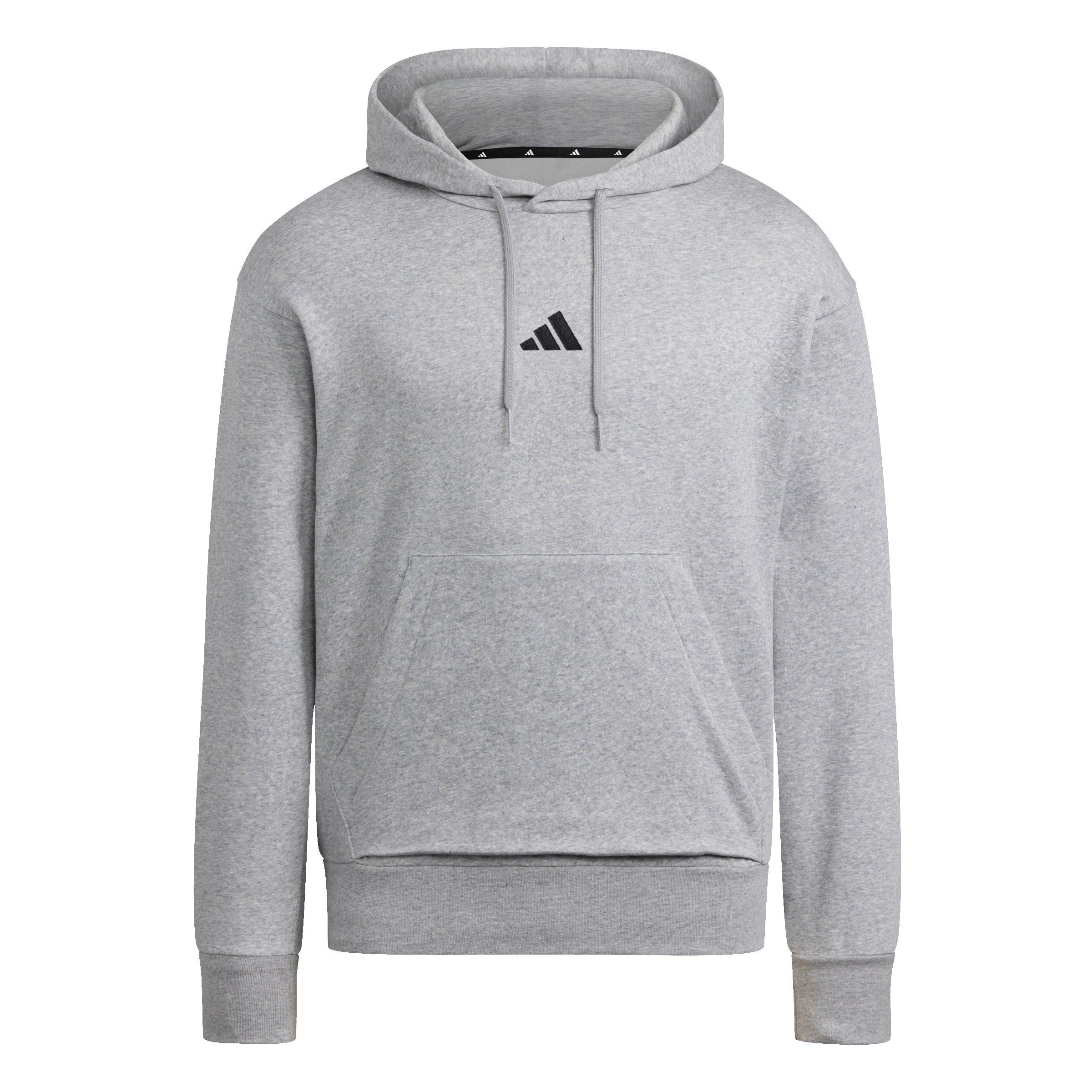 adidas Men's Essentials Feelcozy Fleece Hoodie - Grey/Black - GREY/BLACK Thumbnail View 6