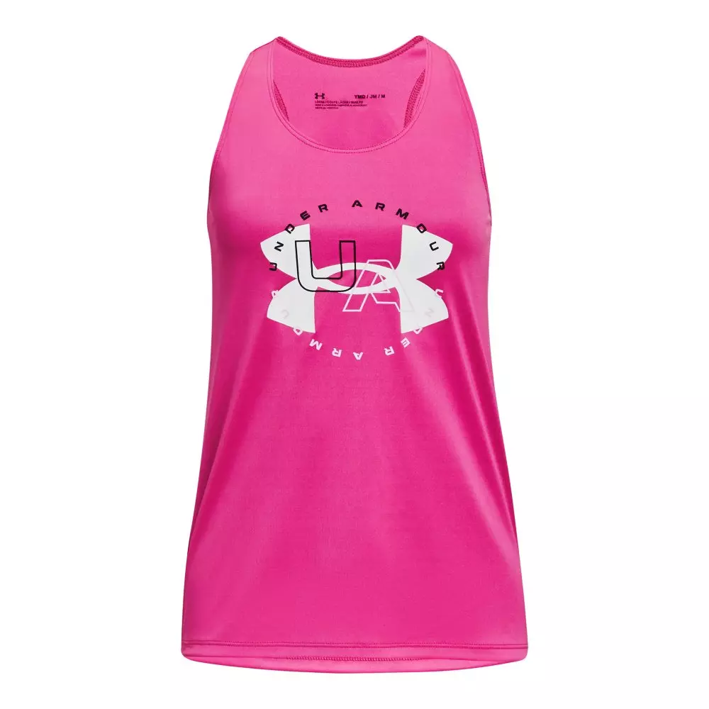 Under Armour Big Girls' Tech Big Logo Tank -Pink - PINK