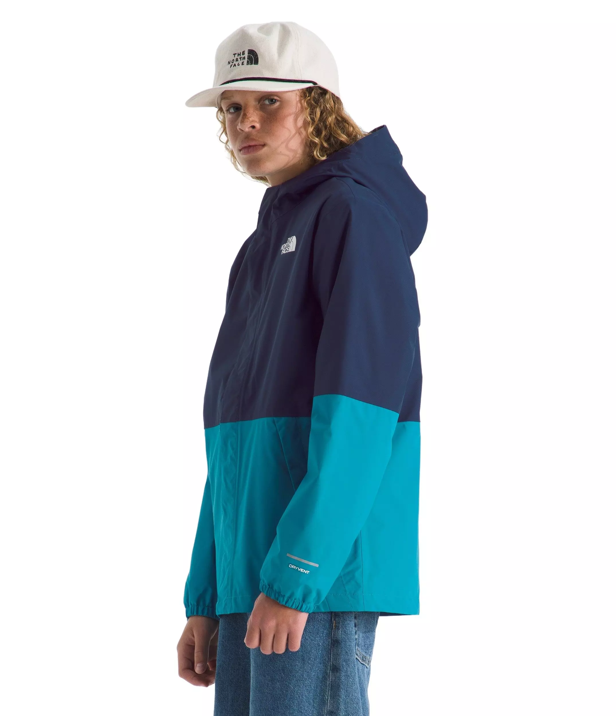 The North Face Big Boys' Warm Antora Rain Jacket - Navy/Turquoise - NAVY/TURQUOISE