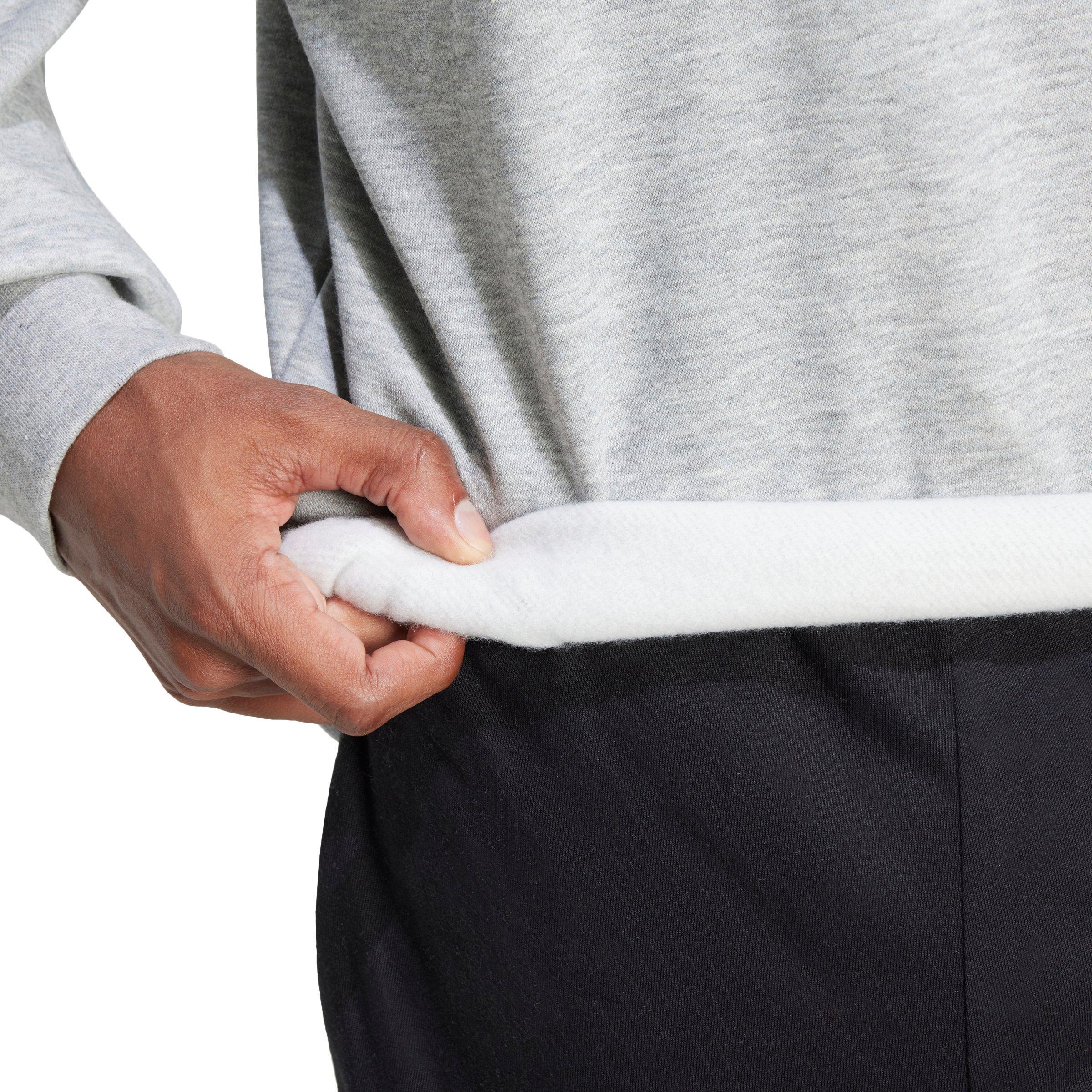 adidas Men's Essentials 3-Stripes Fleece Sweatshirt - Grey/Black - GREY/BLACK Thumbnail View 4