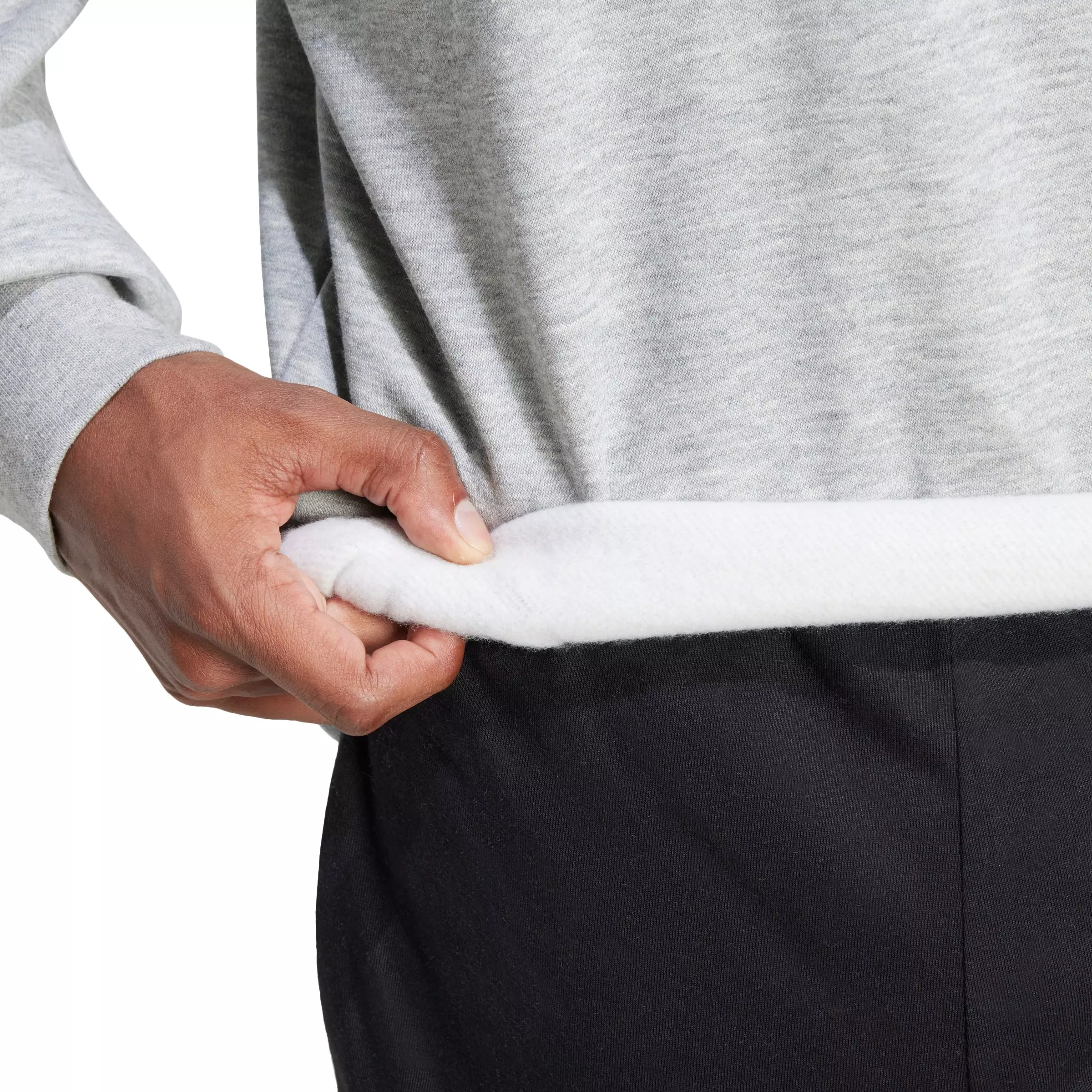 adidas Men's Essentials 3-Stripes Fleece Sweatshirt - Grey/Black - GREY/BLACK