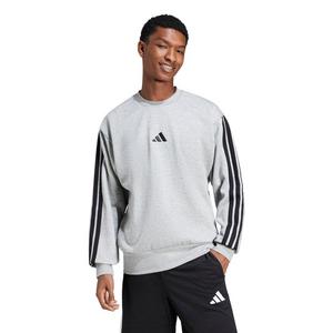 adidas Men's Essentials 3-Stripes Fleece Sweatshirt - Grey/Black
