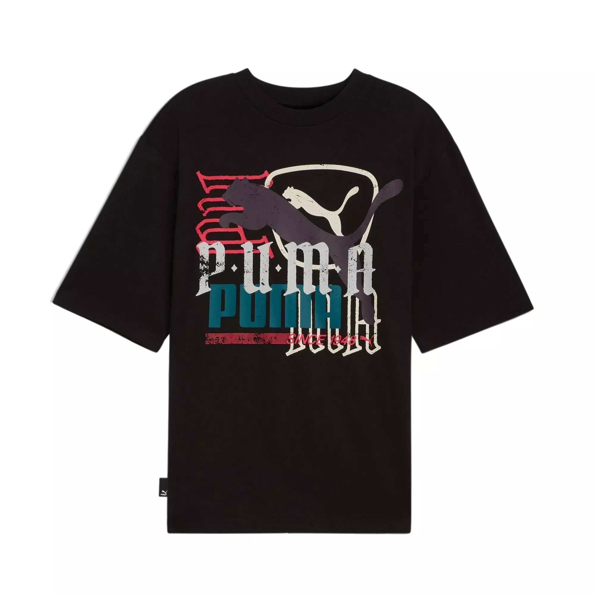 PUMA Men's Classics Play Loud Overlay Logo Tee - Black - BLACK