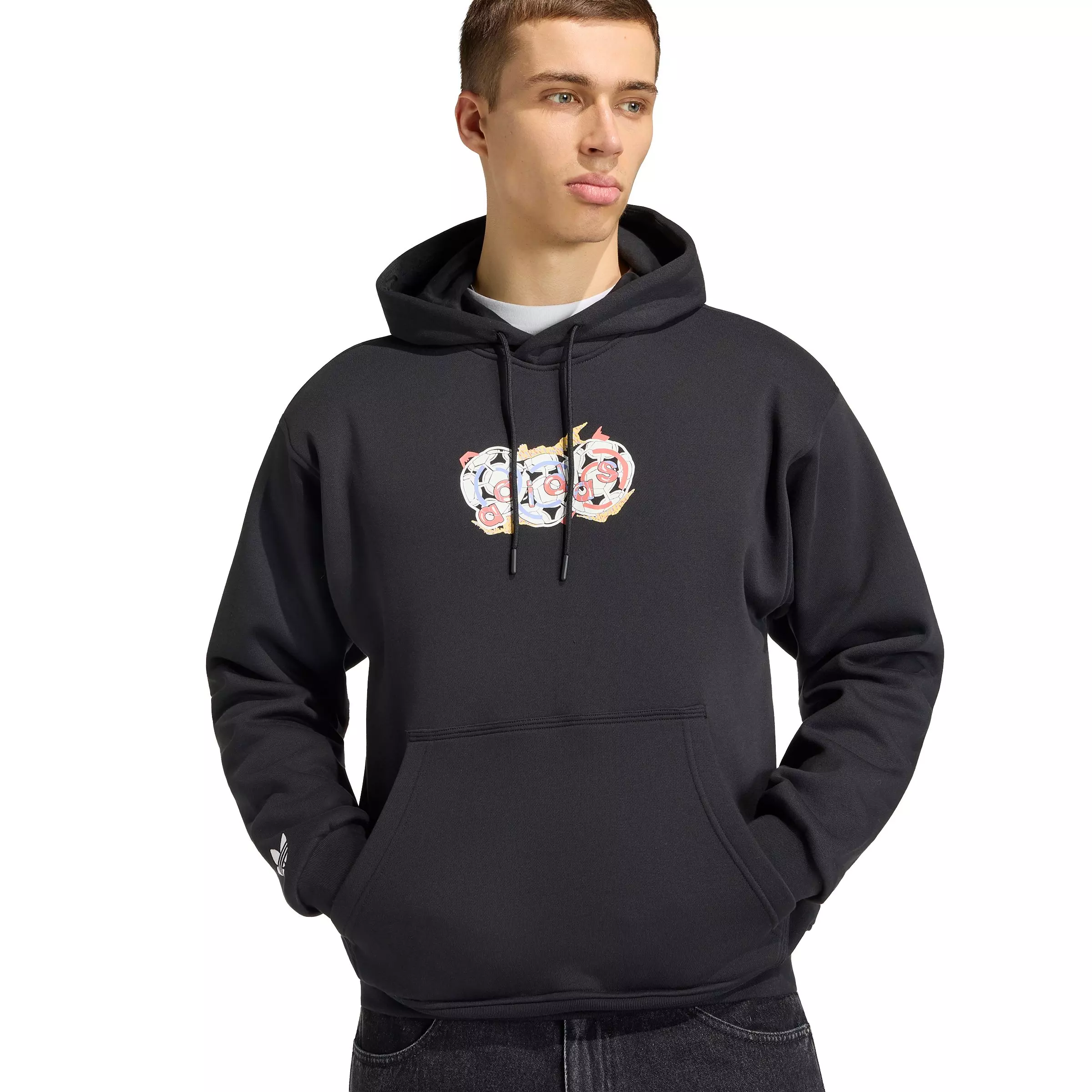 adidas Originals Men's Archive Anime Football Hoodie - Black - BLACK