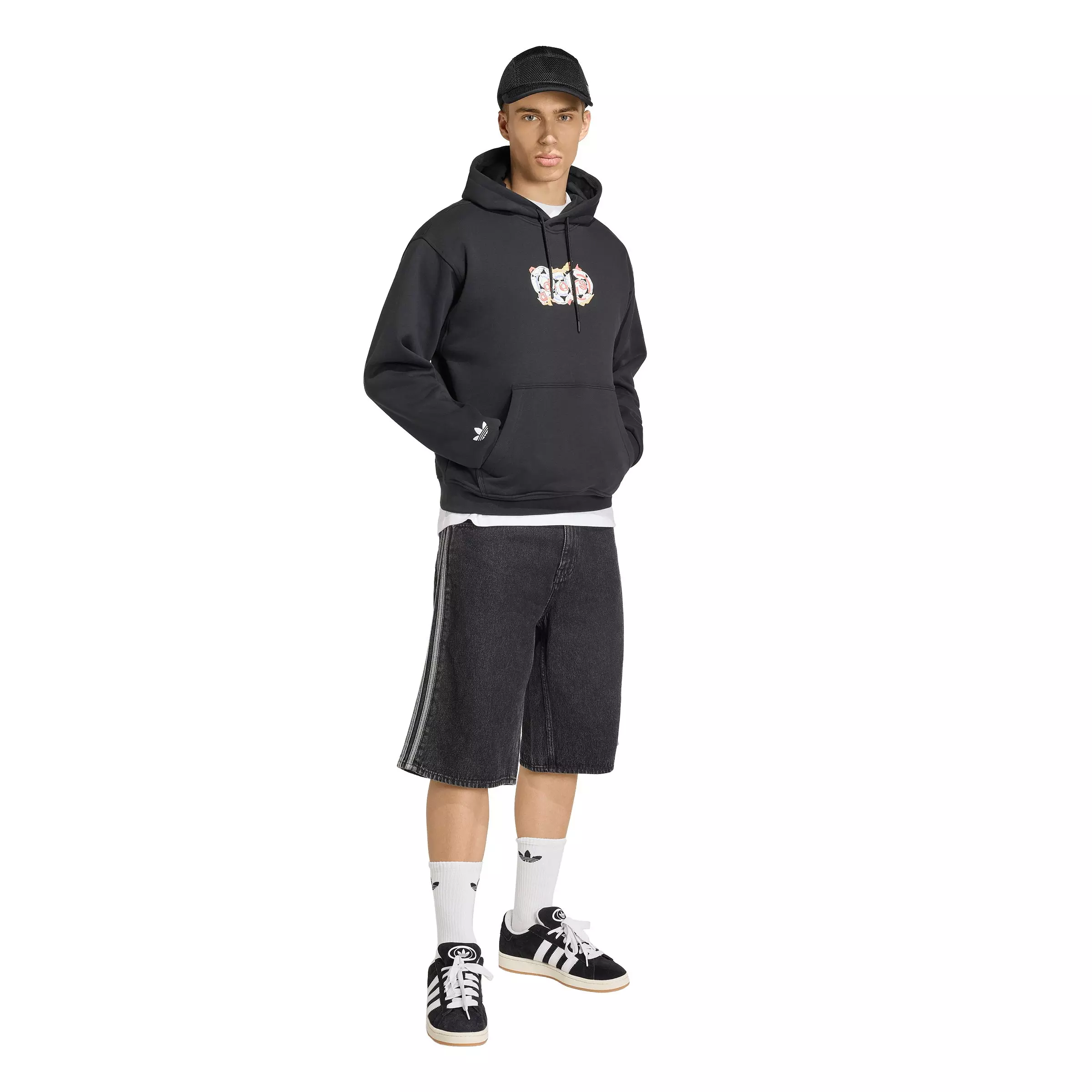 adidas Originals Men's Archive Anime Football Hoodie - Black - BLACK