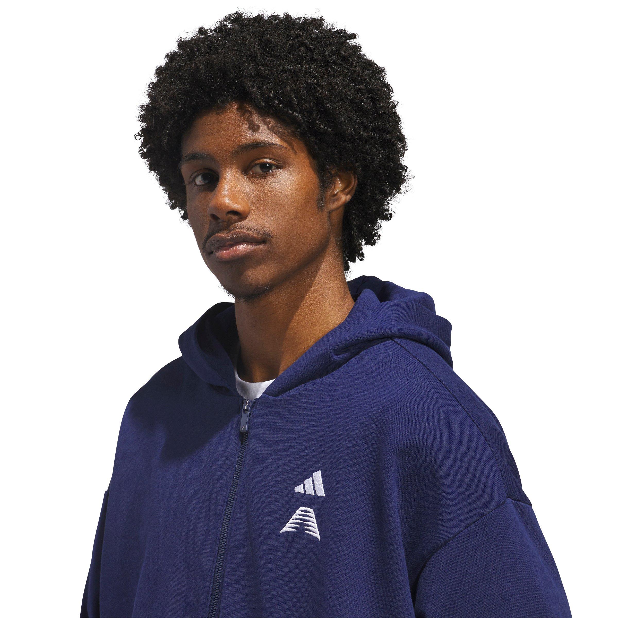 adidas Men's Anthony Edwards Foundation Full-Zip Hooded Jacket - Dark Blue - DARK BLUE Thumbnail View 3