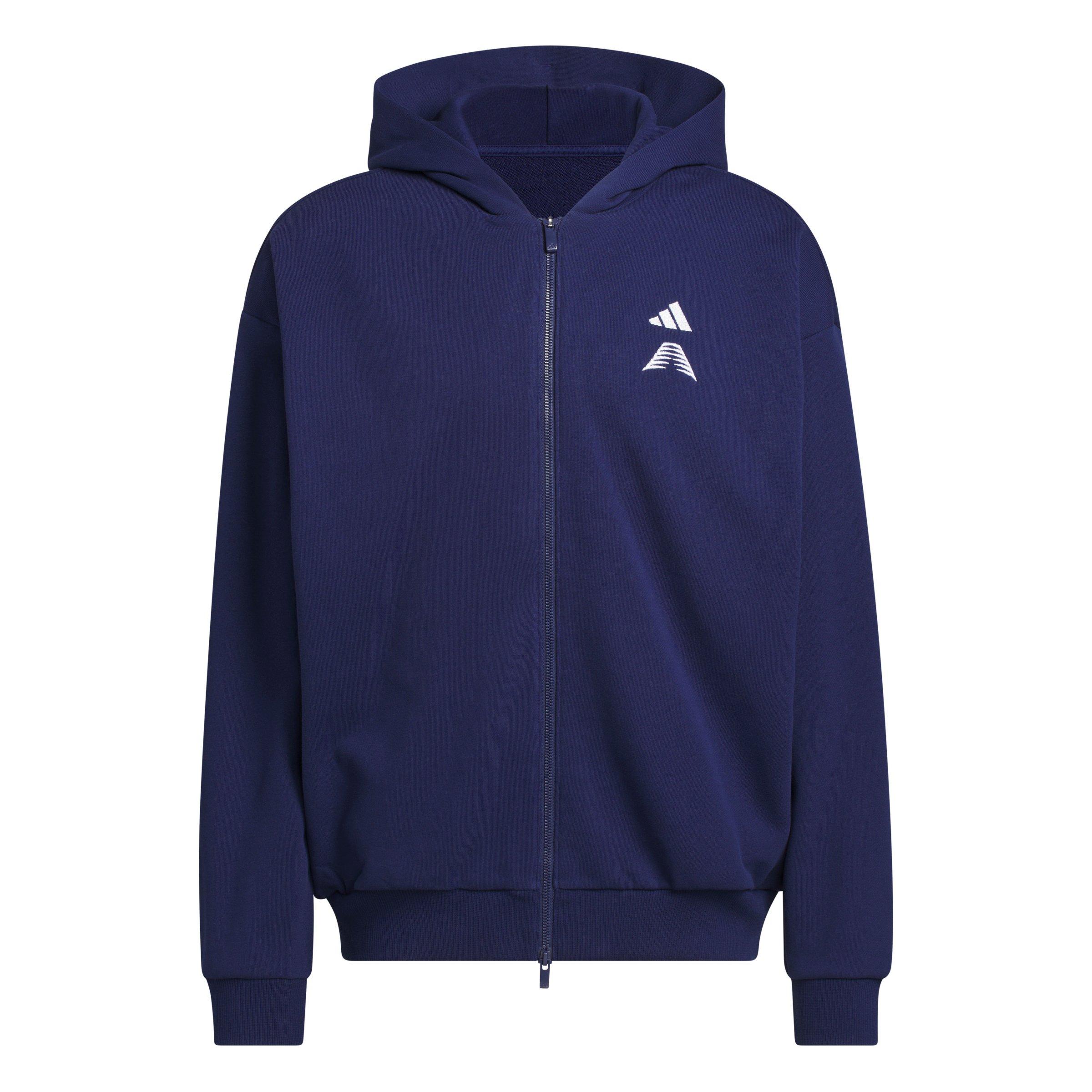 adidas Men's Anthony Edwards Foundation Full-Zip Hooded Jacket - Dark Blue - DARK BLUE Thumbnail View 6