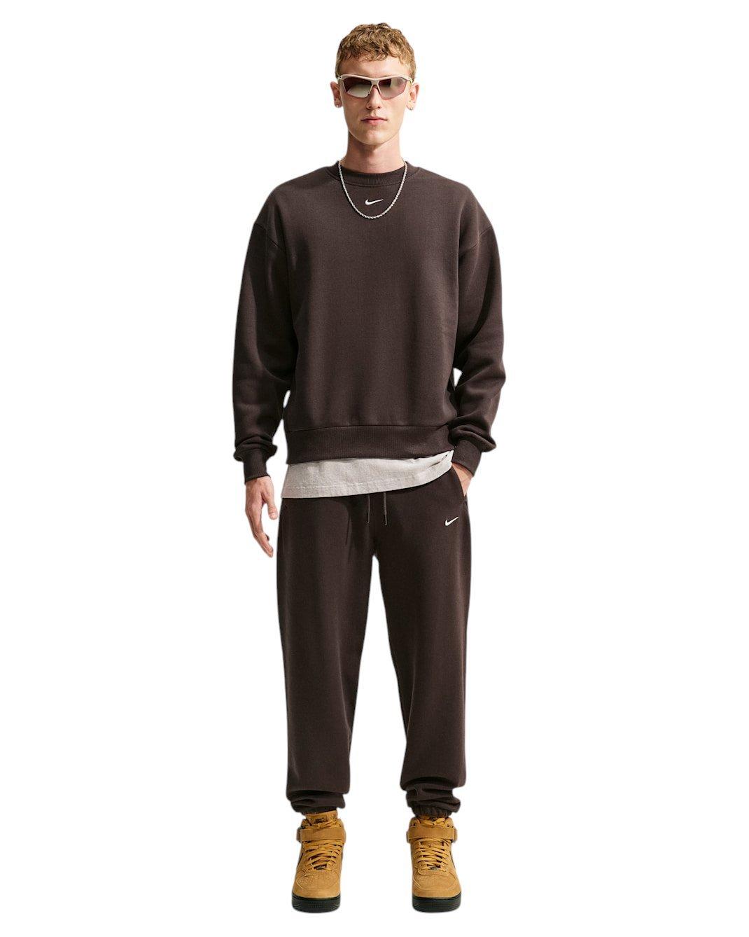 Nike Men's Solo Fleece Crew-Neck Sweatshirt - Brown - BROWN
