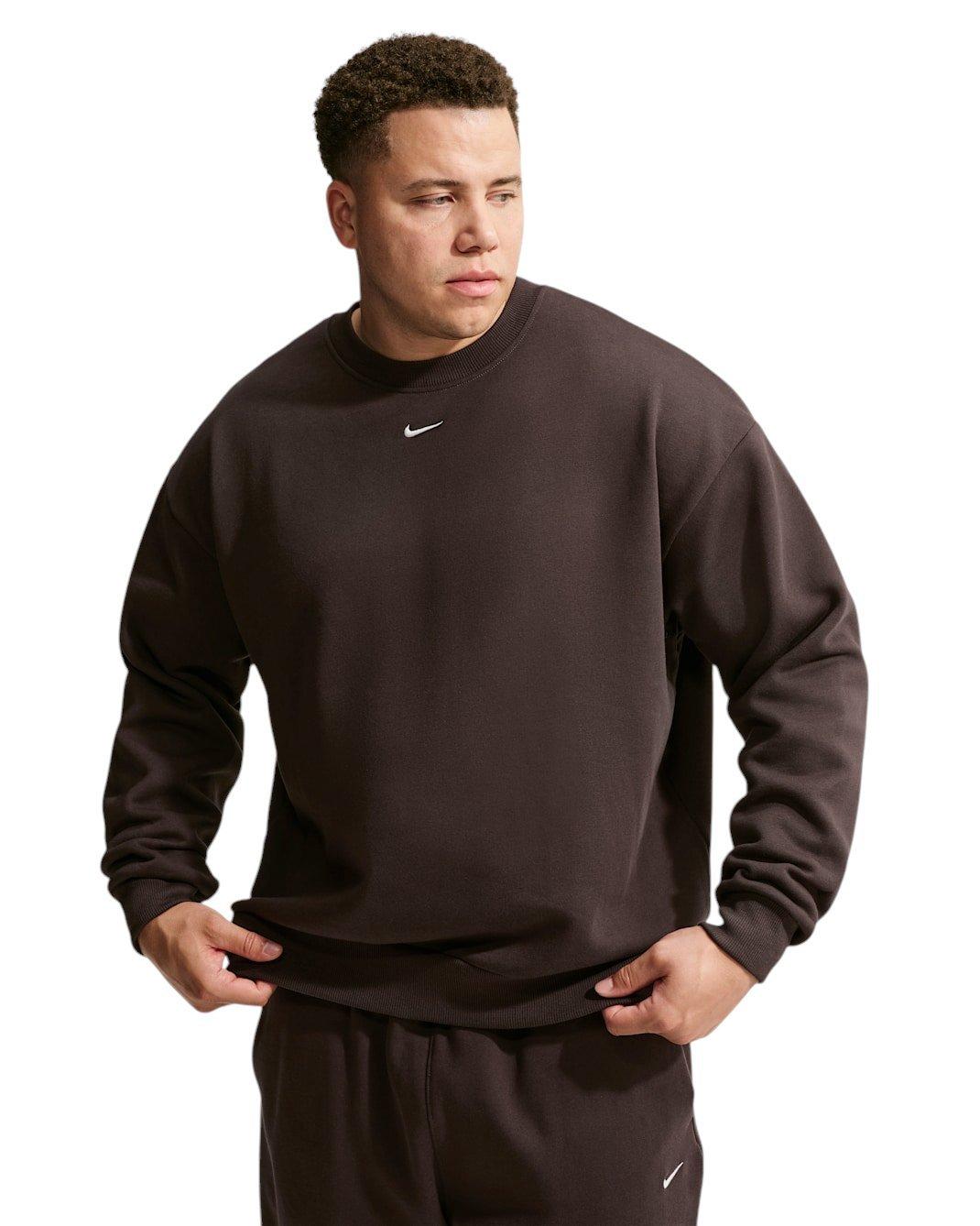 Nike Men's Solo Fleece Crew-Neck Sweatshirt - Brown - BROWN